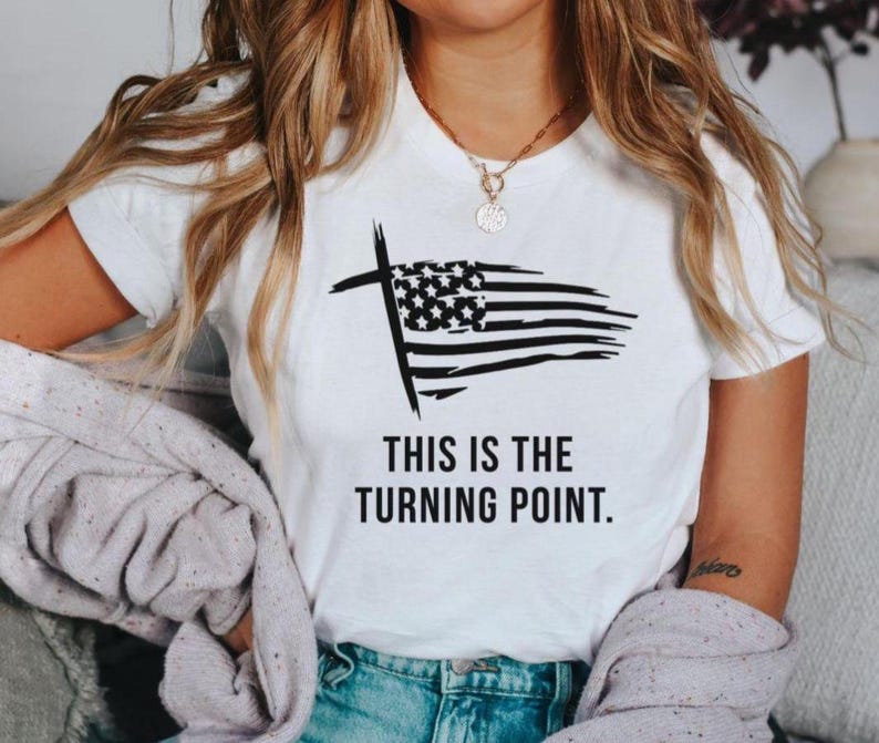 Charlie Kirk T-Shirt - Turning Point American Flag Cross Shirt - Patriotic Memorial Gift