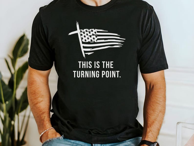 Charlie Kirk T-Shirt - Turning Point American Flag Cross Shirt - Patriotic Memorial Gift