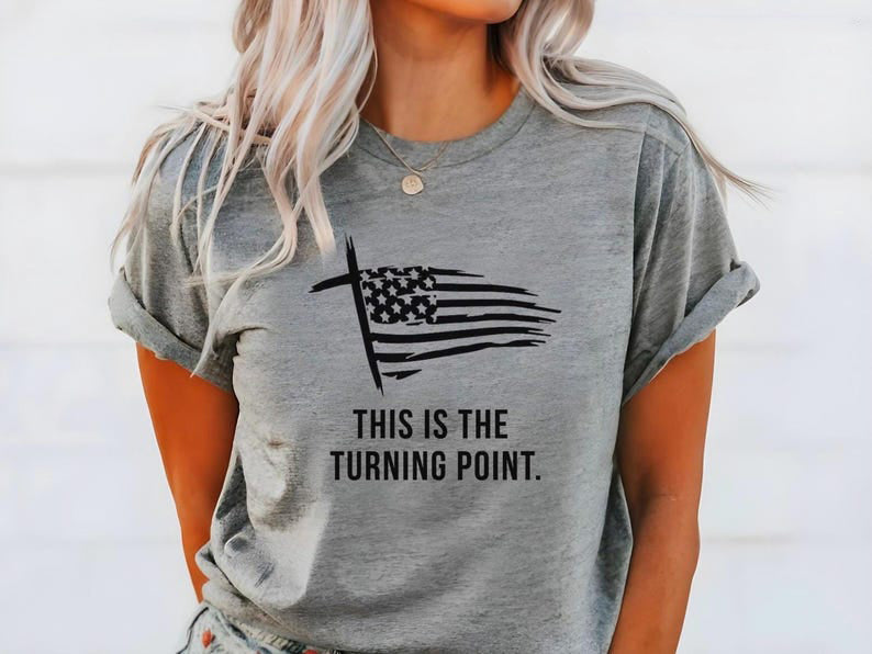 Charlie Kirk T-Shirt - Turning Point American Flag Cross Shirt - Patriotic Memorial Gift