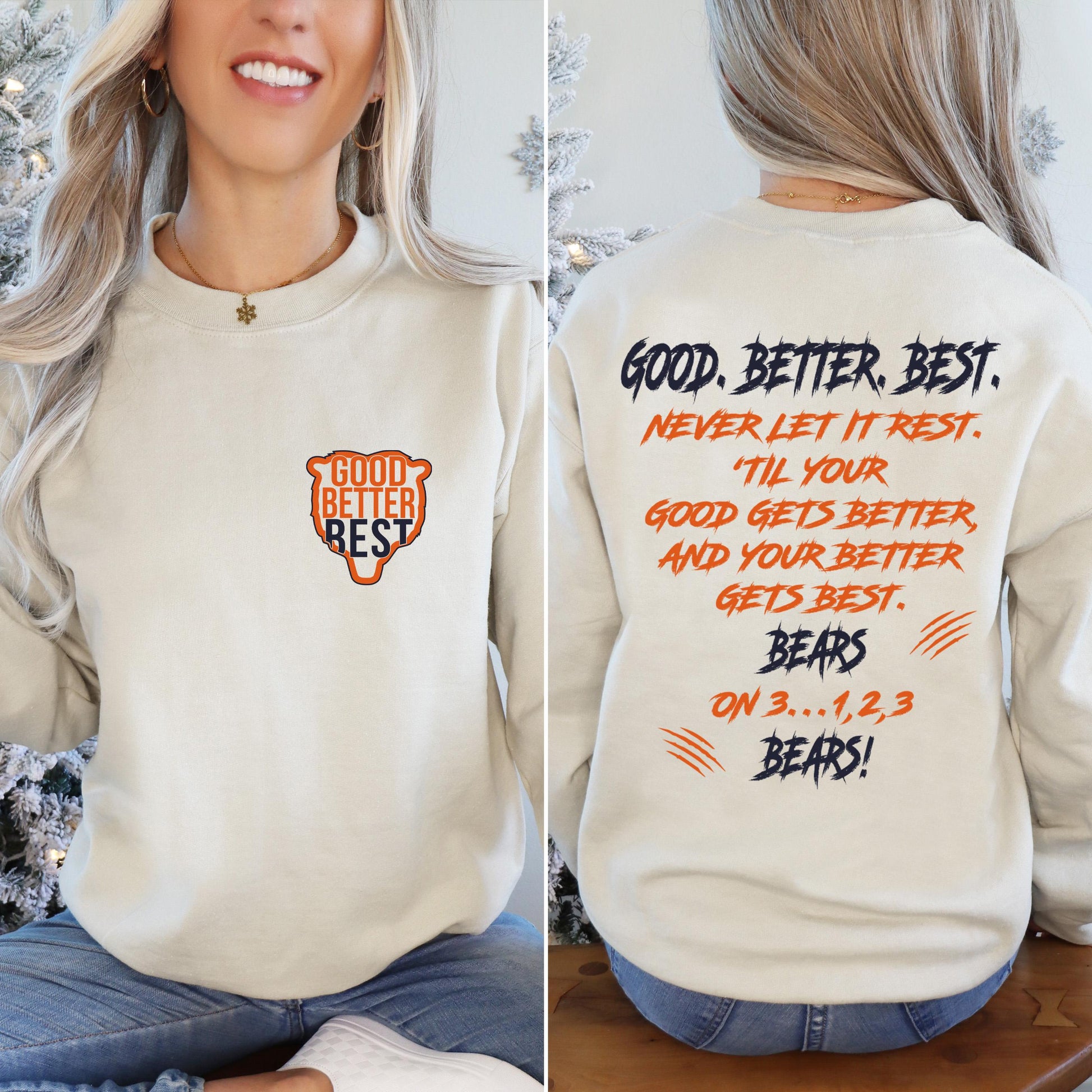 Chicago Football Good Better Best Hoodie – Two Sided Print Sweatshirt, Bear Down Style Fan Gift