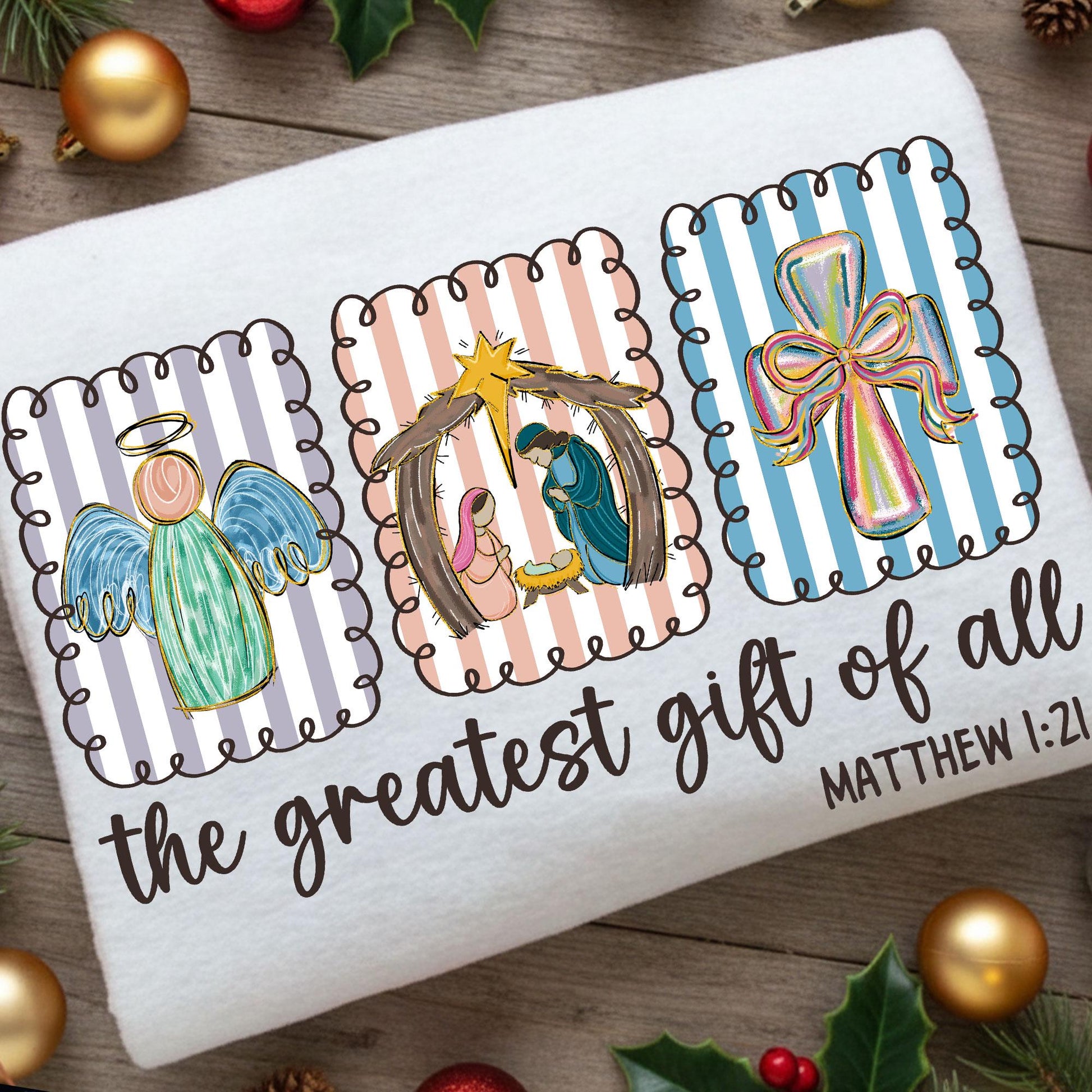 Christian Nativity Scene Christmas Shirt, Faith Holiday Tee, Holy Family Christmas Gift