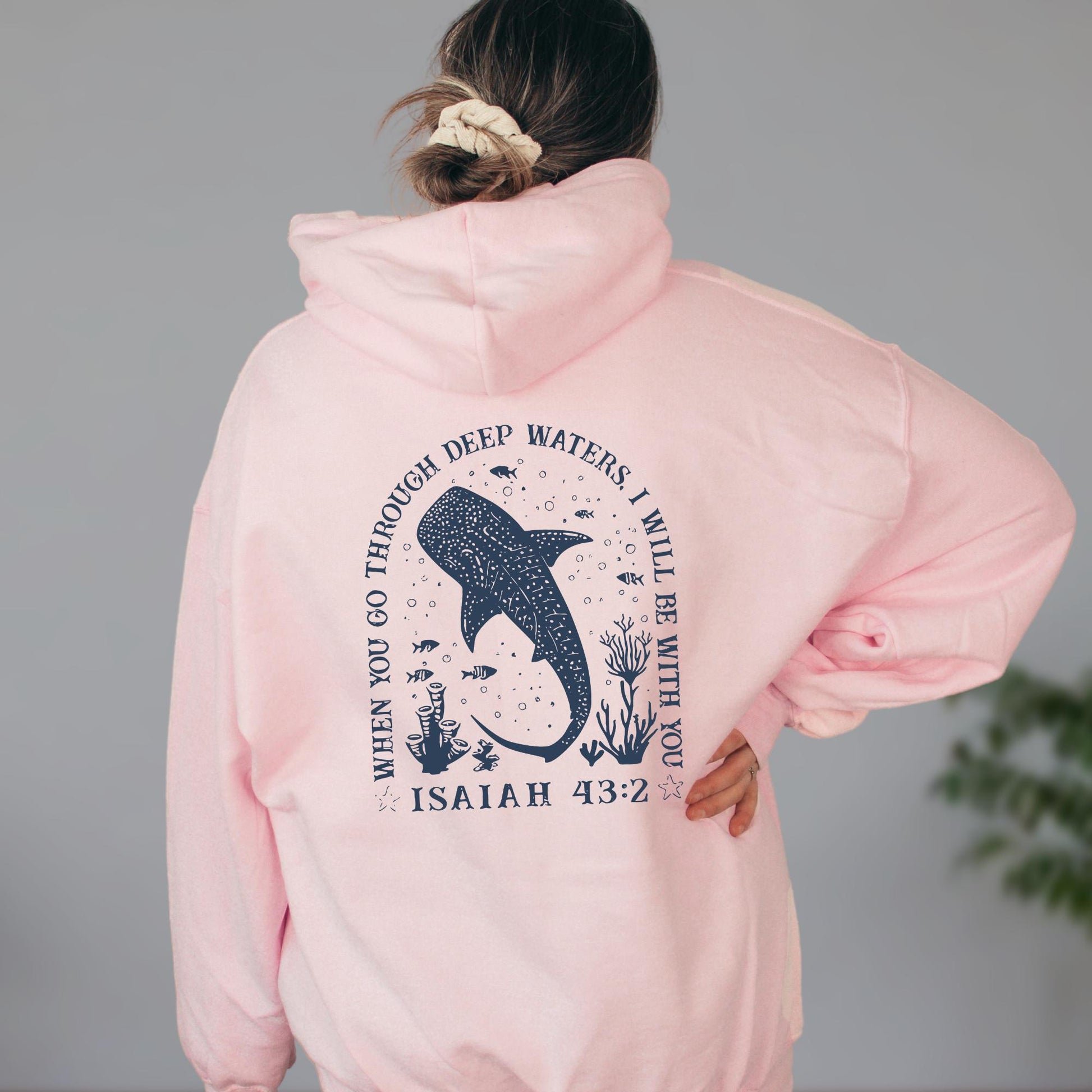 Christian Whale Shark Graphic Sweatshirt - Ocean Faith Bible Verse Tee