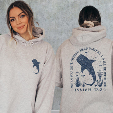Christian Whale Shark Graphic Sweatshirt - Ocean Faith Bible Verse Tee