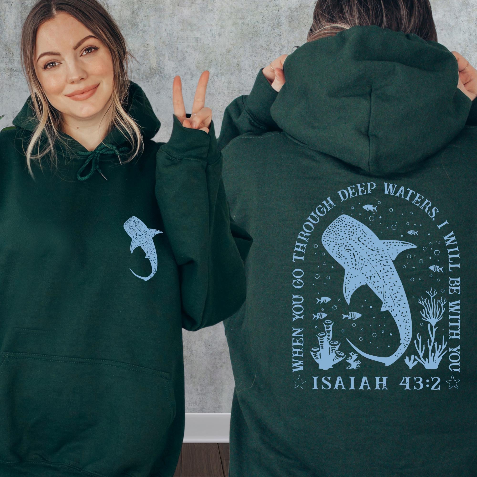 Christian Whale Shark Graphic Sweatshirt - Ocean Faith Bible Verse Tee