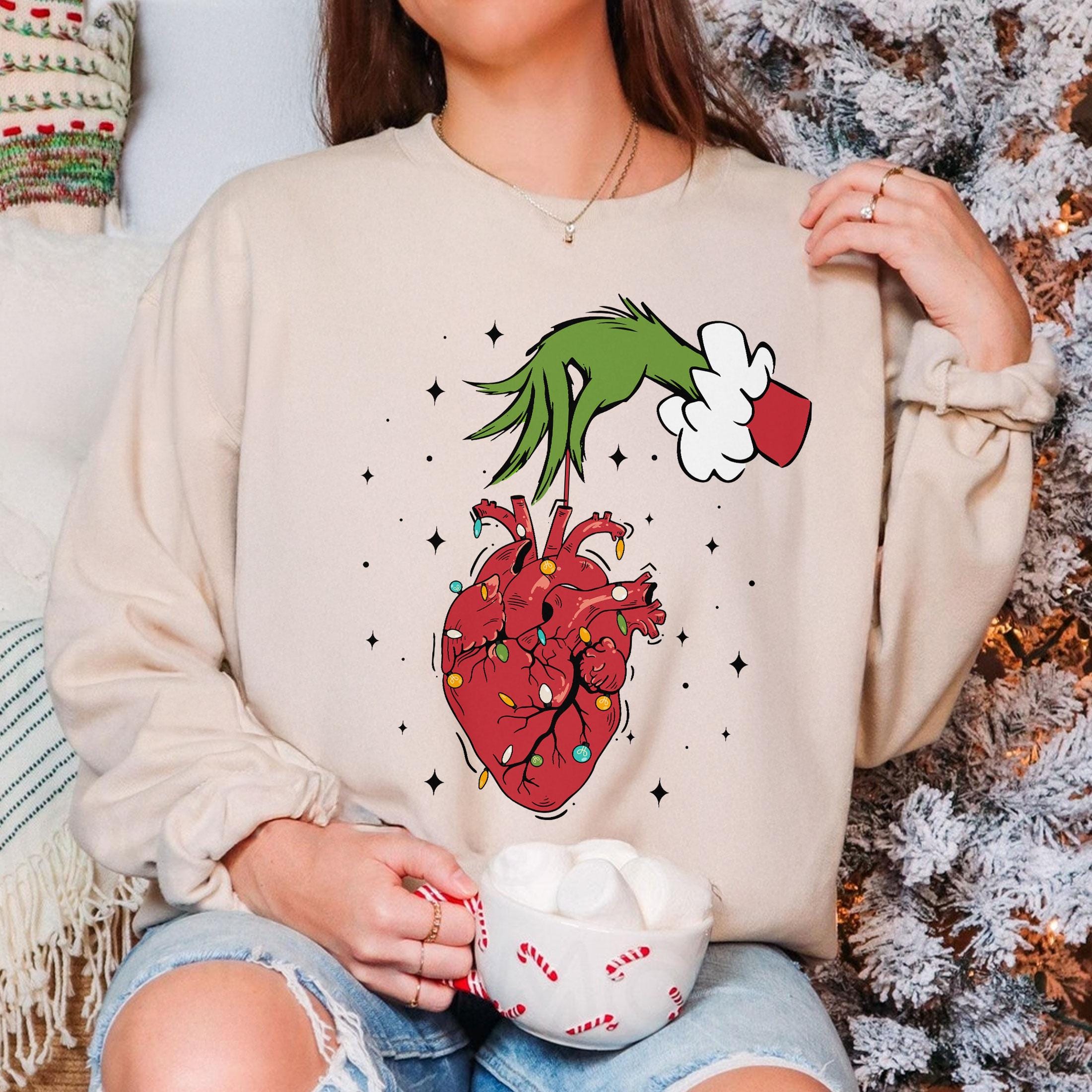 Christmas Cardiac Nurse Sweatshirt – Heart Anatomy Holiday Crewneck, Tachy Christmas ICU Nurse Shirt, Funny Medical Hoodie
