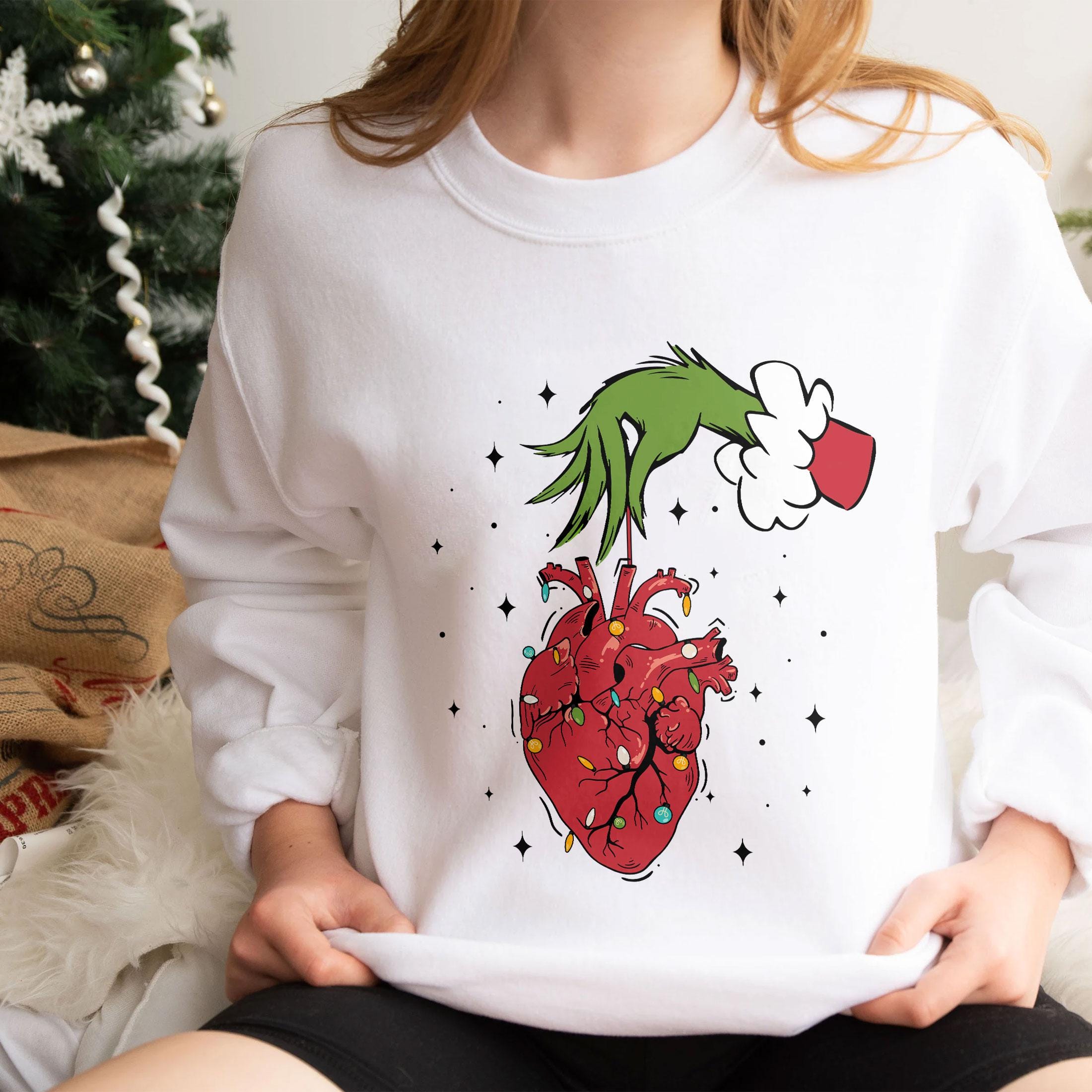 Christmas Cardiac Nurse Sweatshirt – Heart Anatomy Holiday Crewneck, Tachy Christmas ICU Nurse Shirt, Funny Medical Hoodie