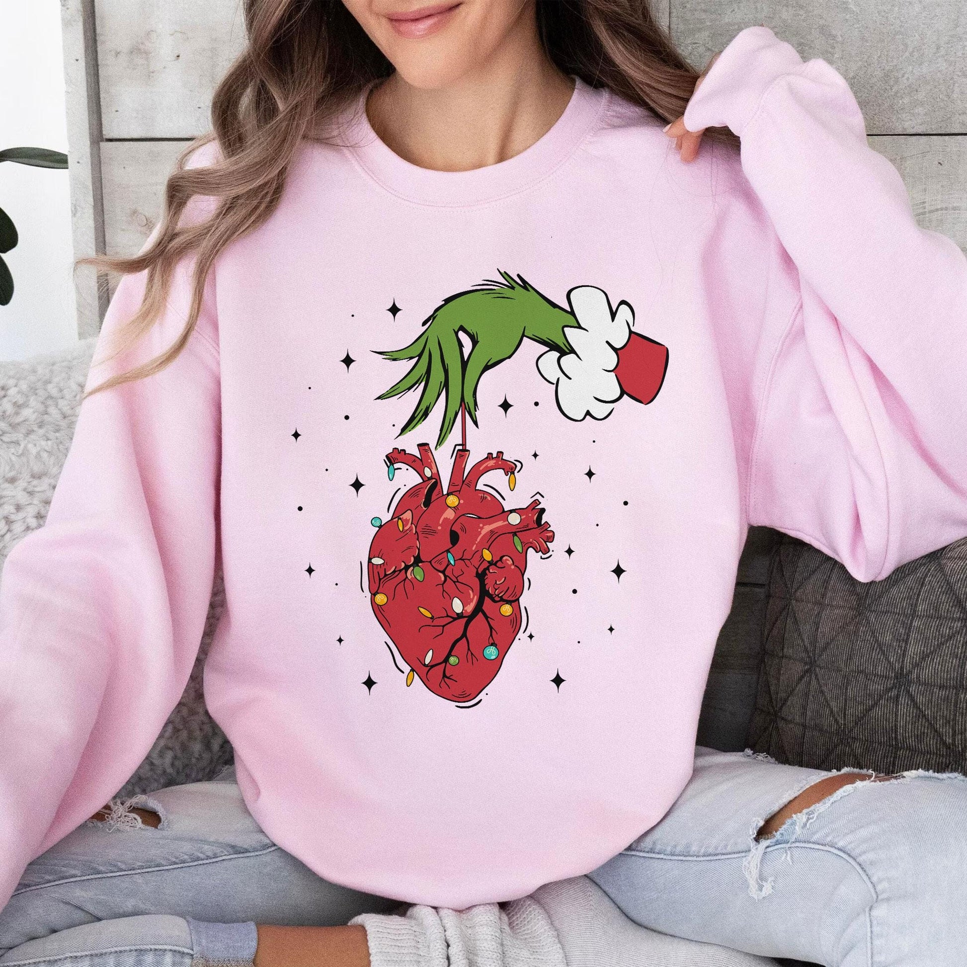 Christmas Cardiac Nurse Sweatshirt – Heart Anatomy Holiday Crewneck, Tachy Christmas ICU Nurse Shirt, Funny Medical Hoodie