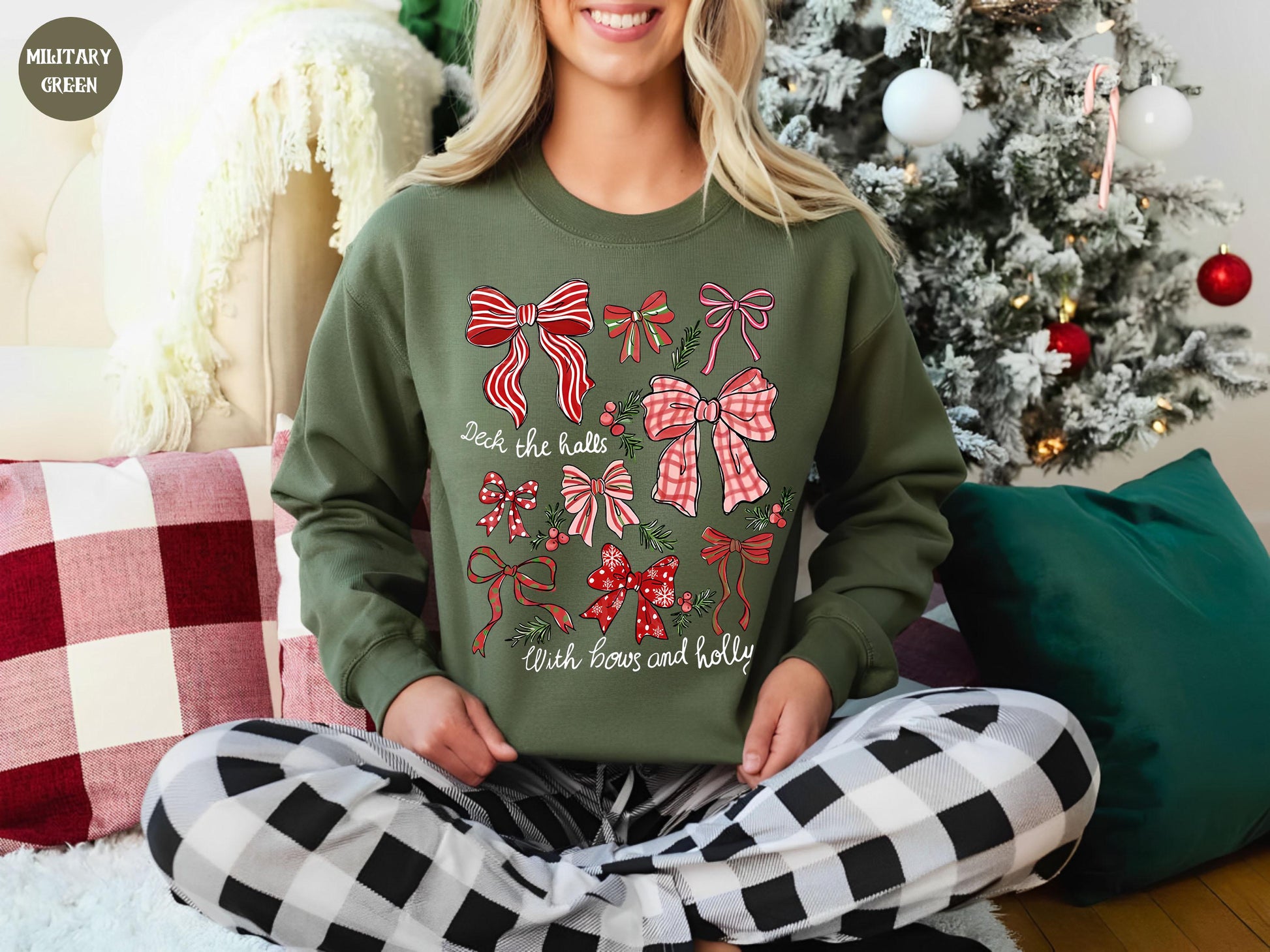 Christmas Coquette Bow Shirt – Holiday Shirt for Women – Girly Christmas Tee