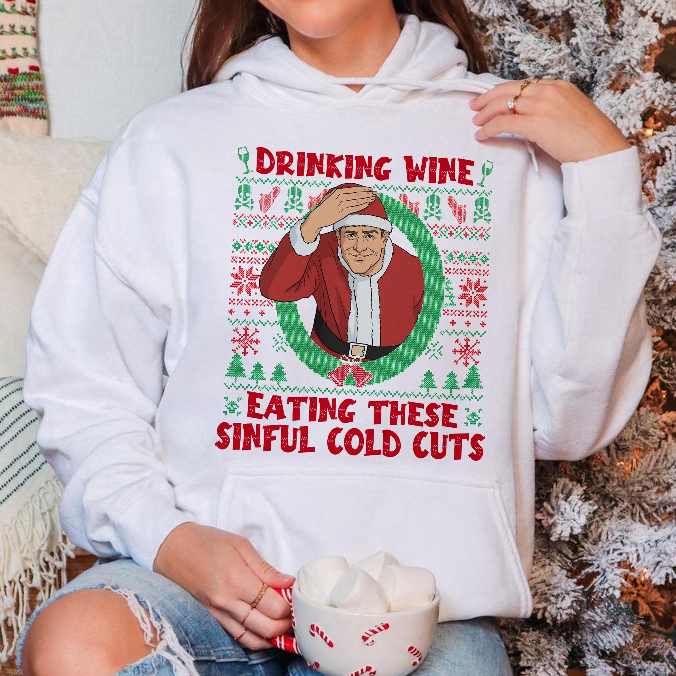 Ed Gein Drinking Wine Christmas Sweatshirt – Funny Horror Holiday Ugly Sweater