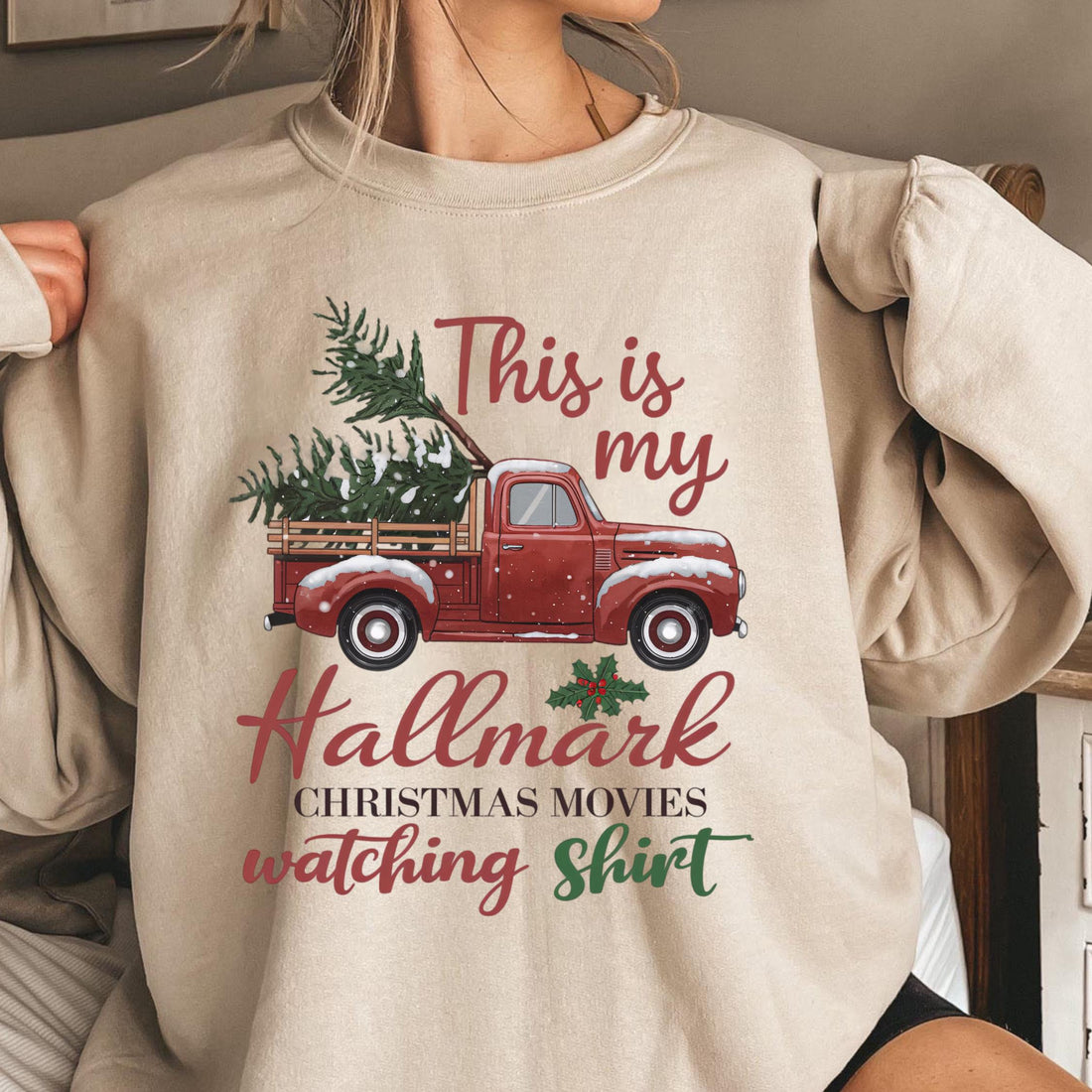 Christmas Movie Watching Sweatshirt – Holiday Crewneck, Cozy Family Matching Shirt