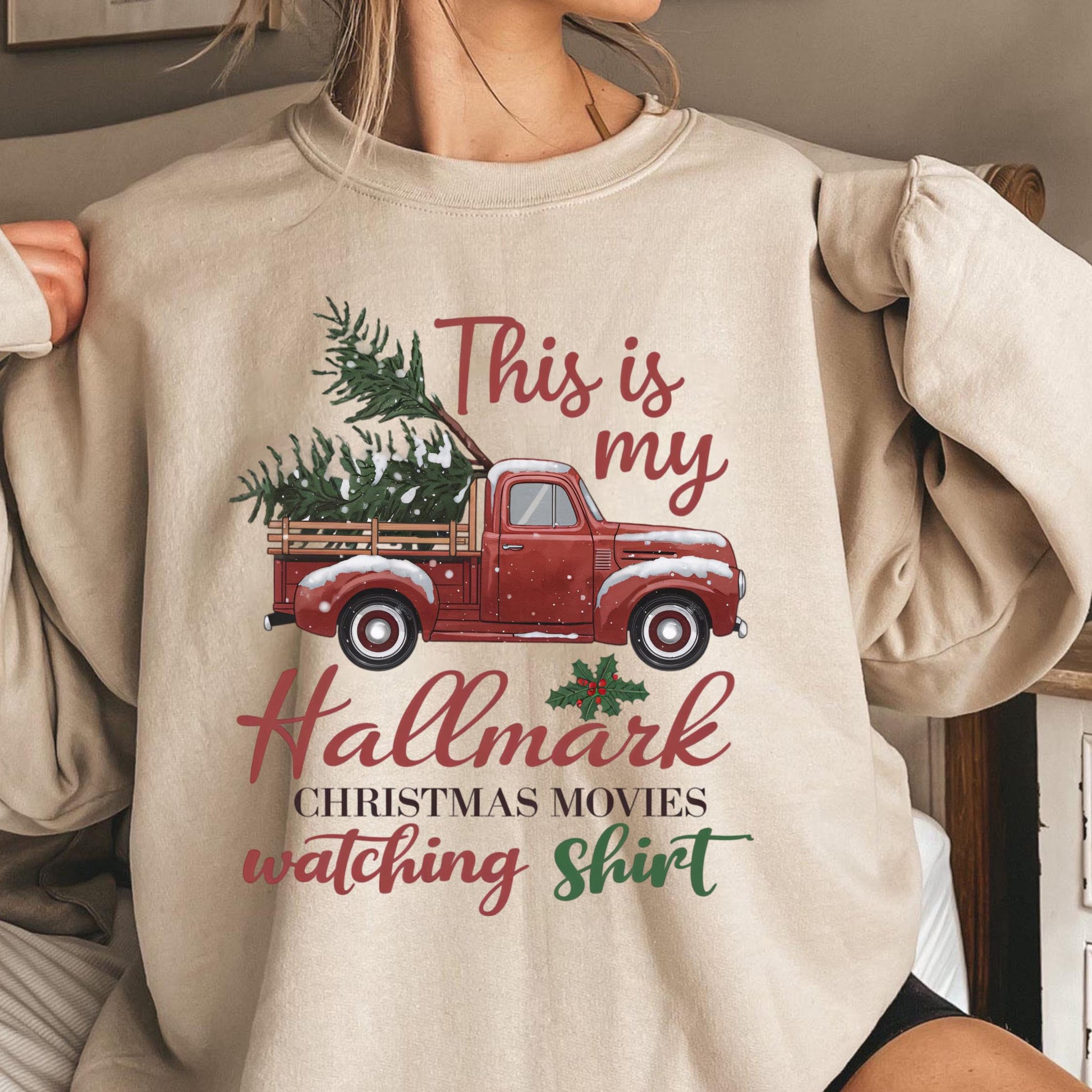 Christmas Movie Watching Sweatshirt – Holiday Crewneck, Cozy Family Matching Shirt