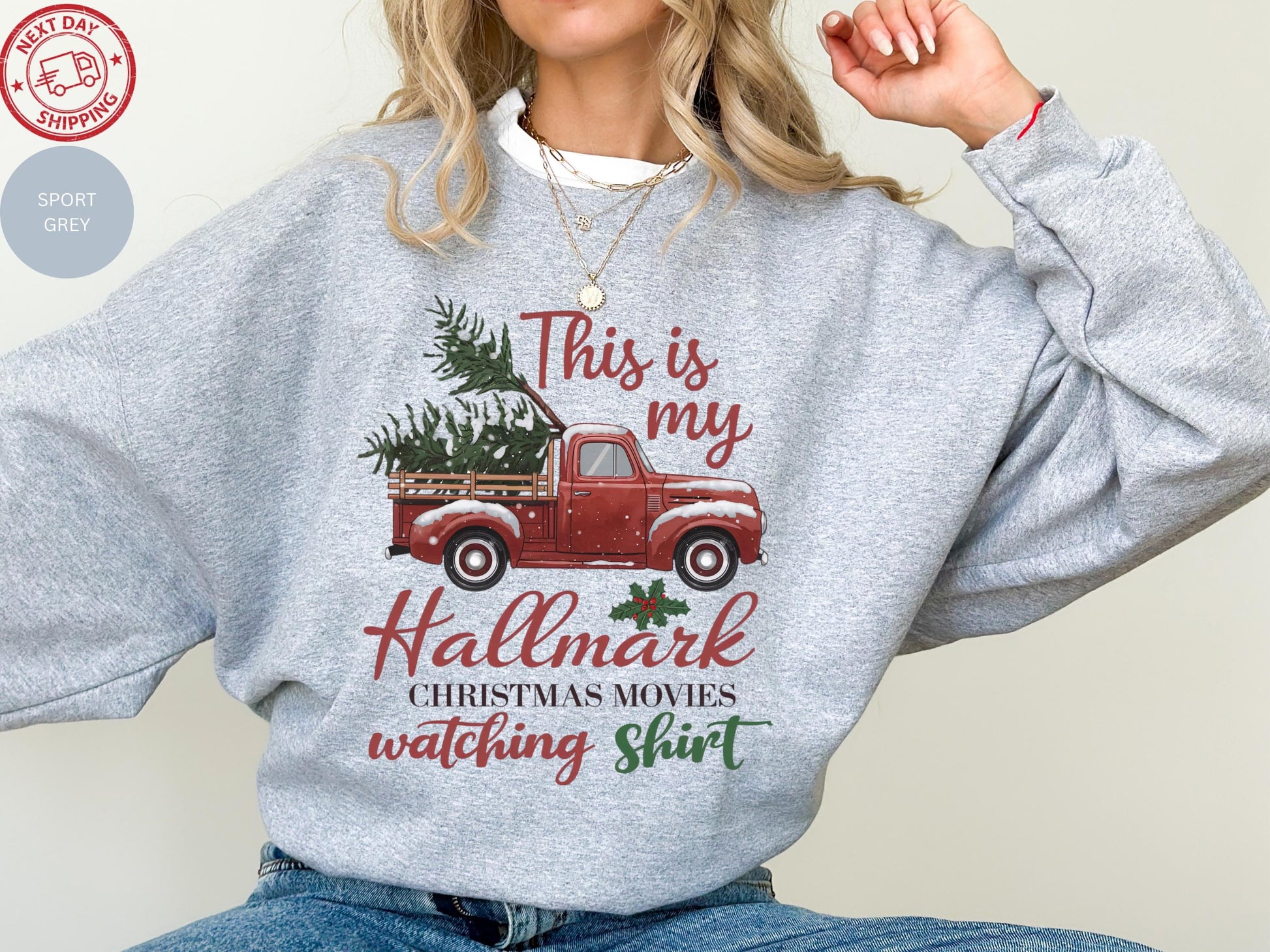 Christmas Movie Watching Sweatshirt – Holiday Crewneck, Cozy Family Matching Shirt