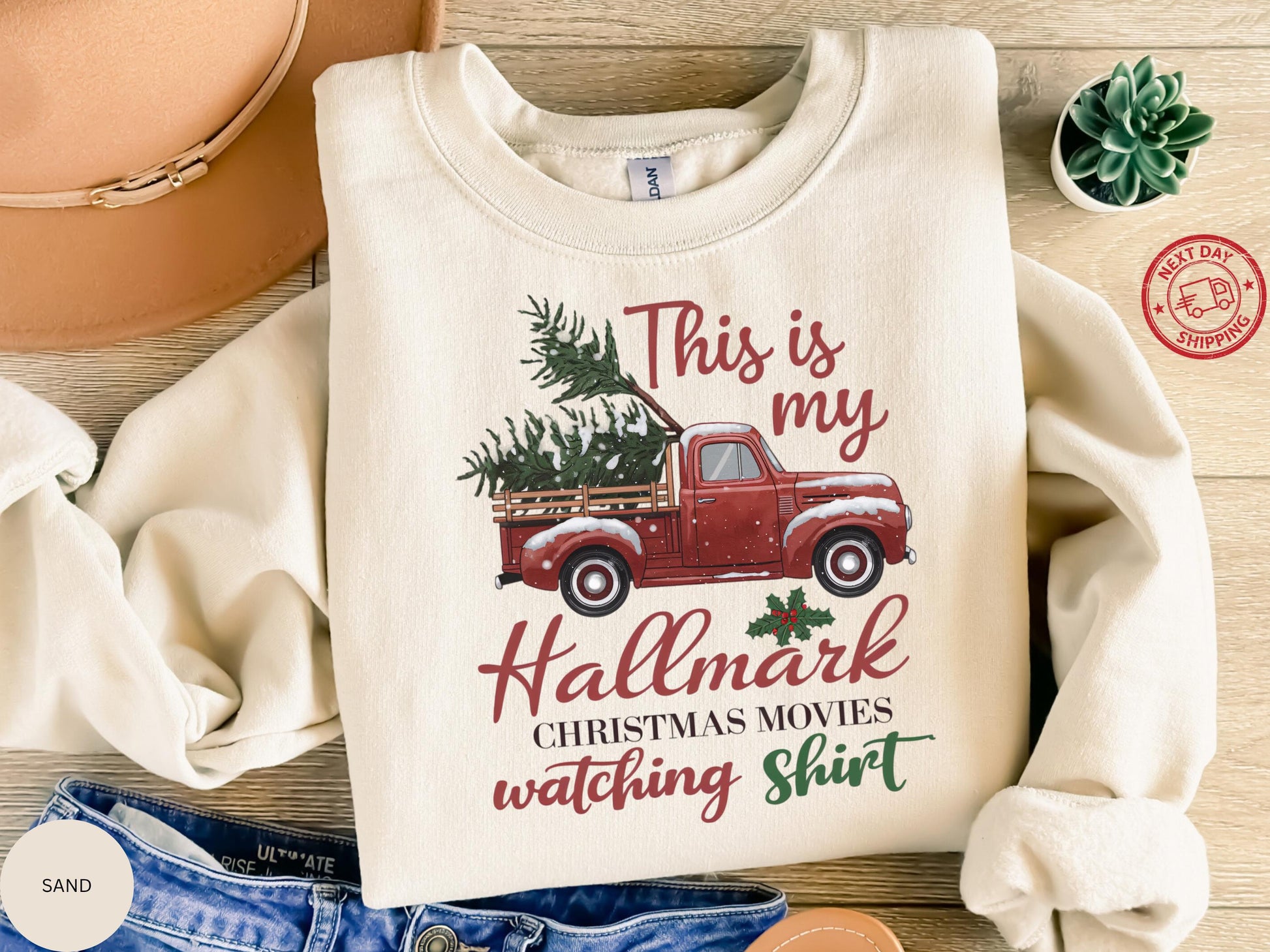 Christmas Movie Watching Sweatshirt – Holiday Crewneck, Cozy Family Matching Shirt