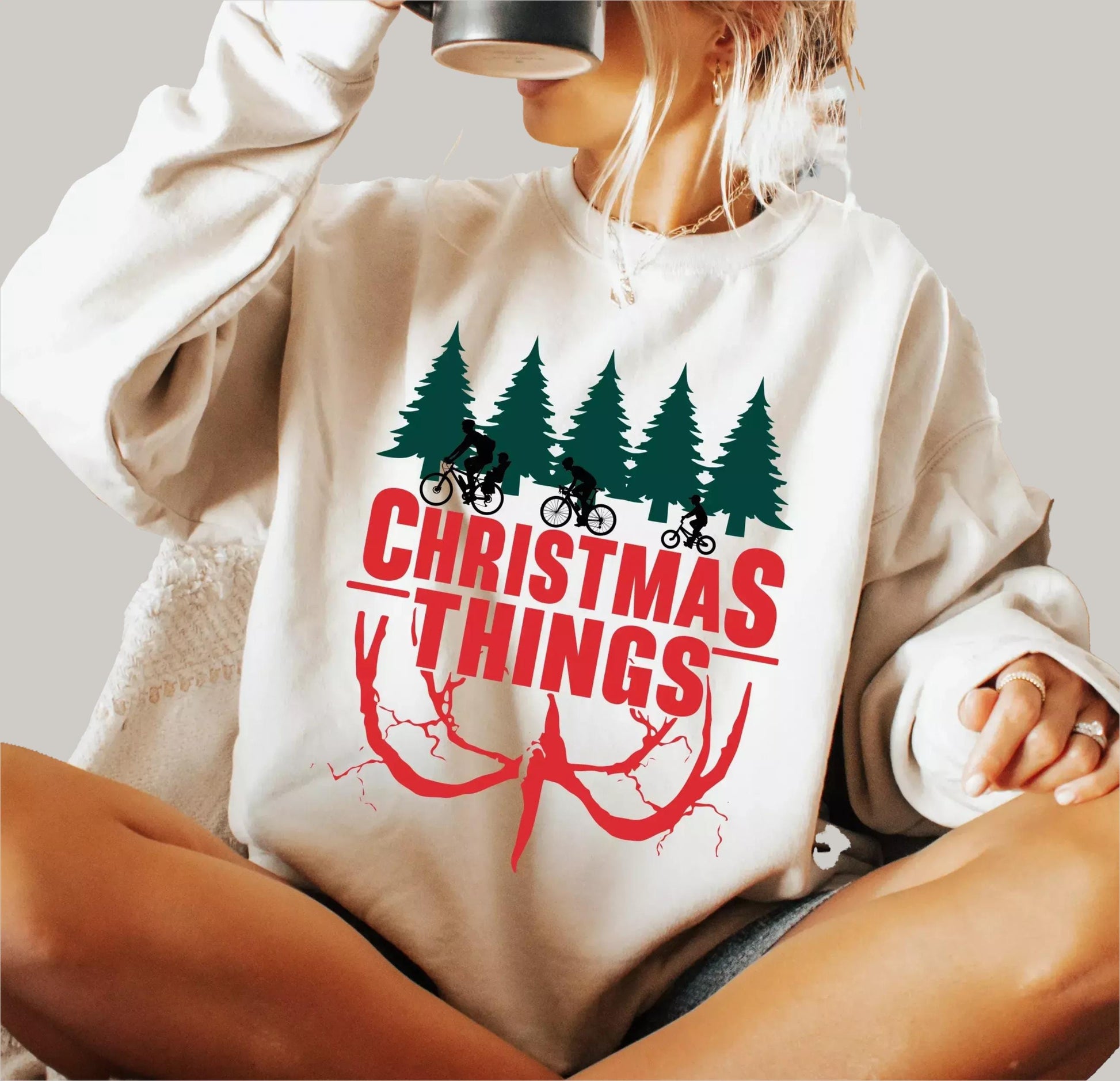 Christmas Things Sweatshirt – Retro 80s Funny Holiday Pullover