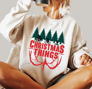 Christmas Things Sweatshirt – Retro 80s Funny Holiday Pullover