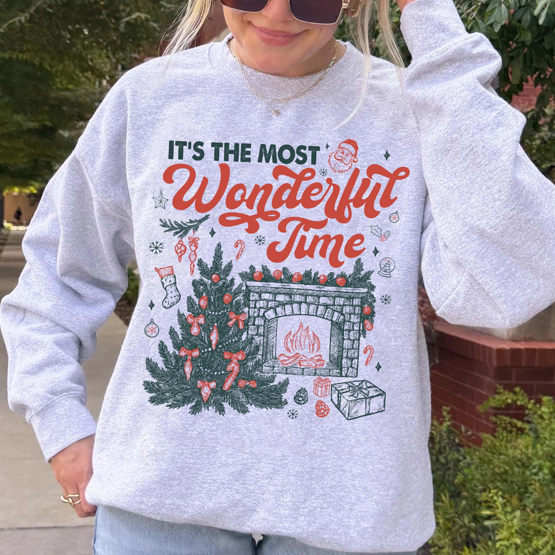 Vintage Christmas T-Shirt – It’s the Most Wonderful Time Graphic, Retro Holiday Christmas Time Tee