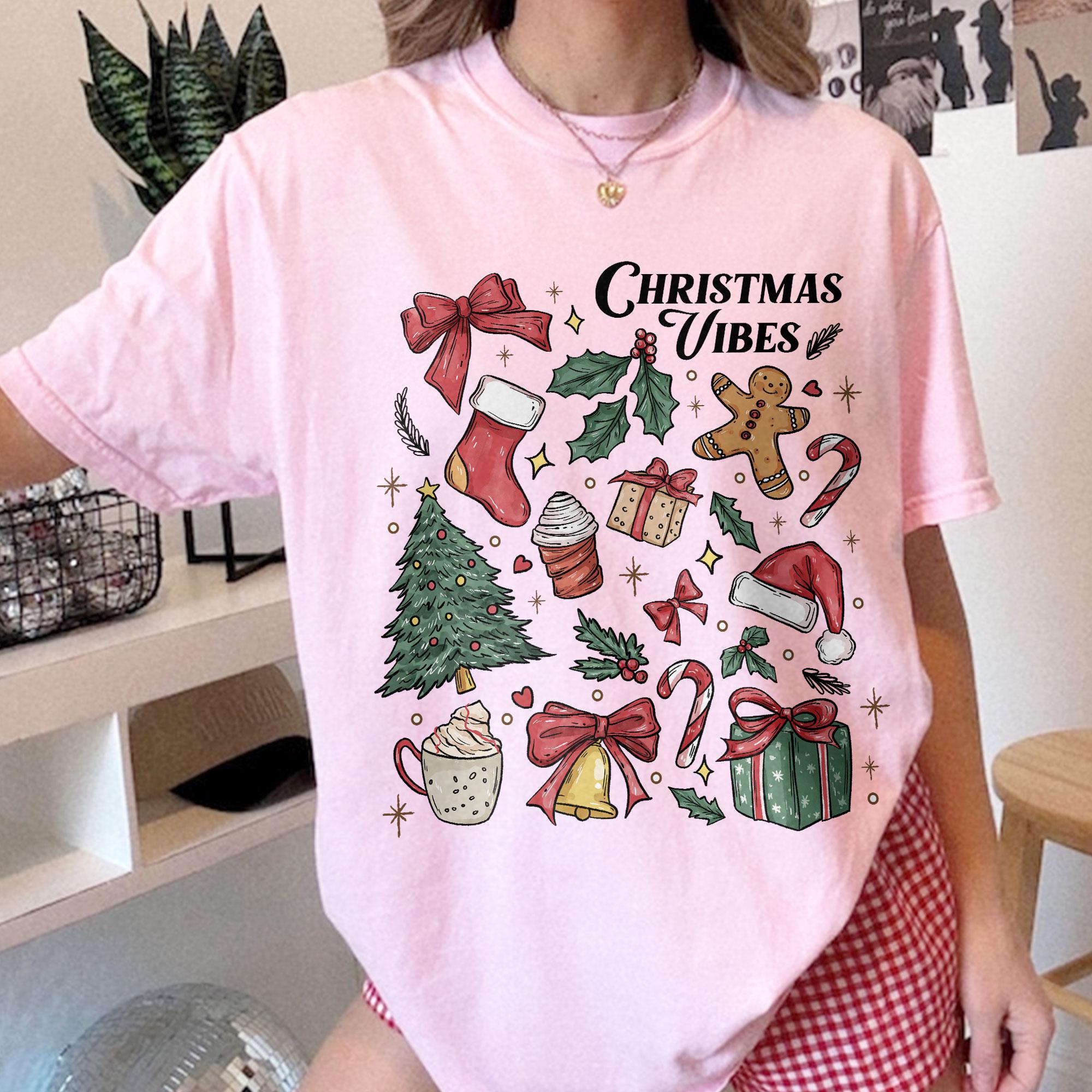 Christmas Vibes Sweatshirt – Tis The Season Holiday Crewneck, Merry & Bright Gift