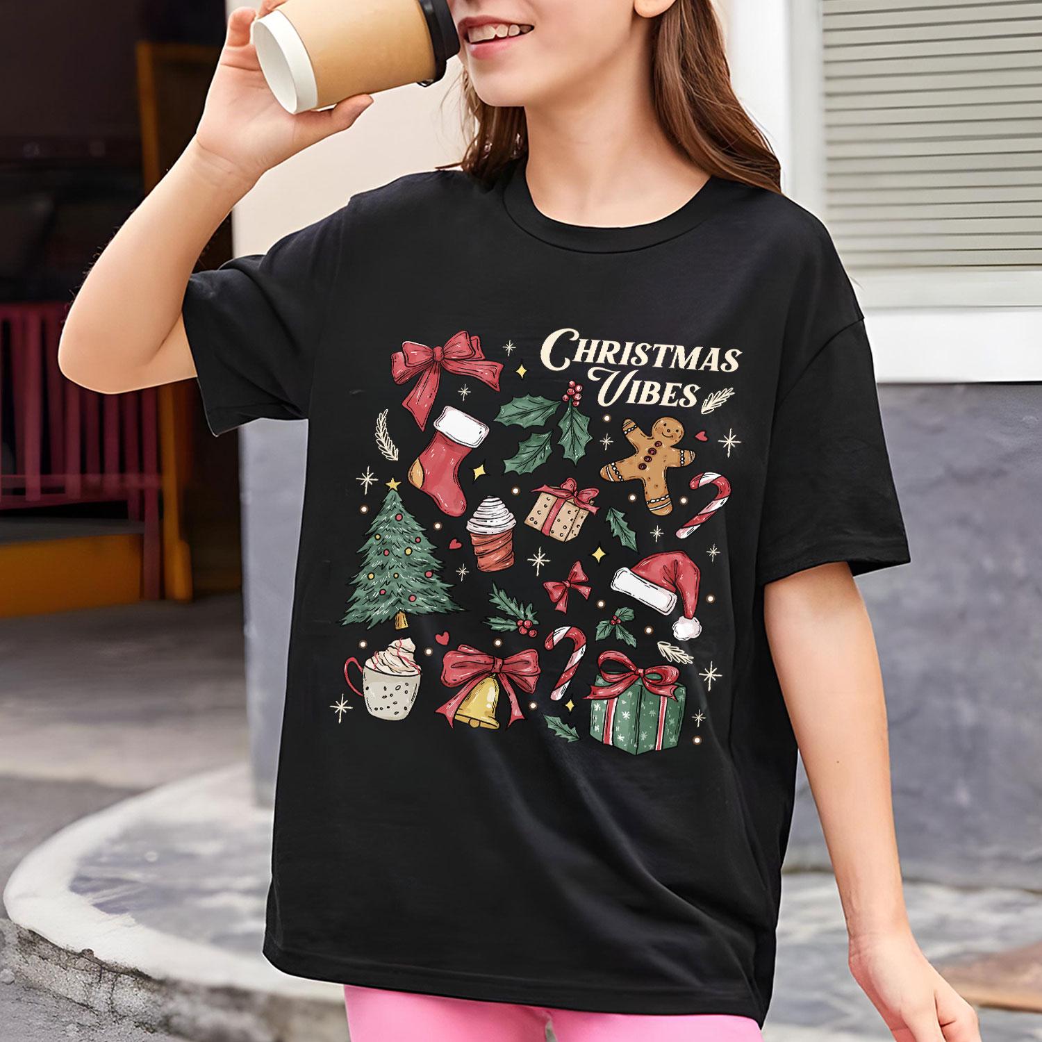 Christmas Vibes Sweatshirt – Tis The Season Holiday Crewneck, Merry & Bright Gift