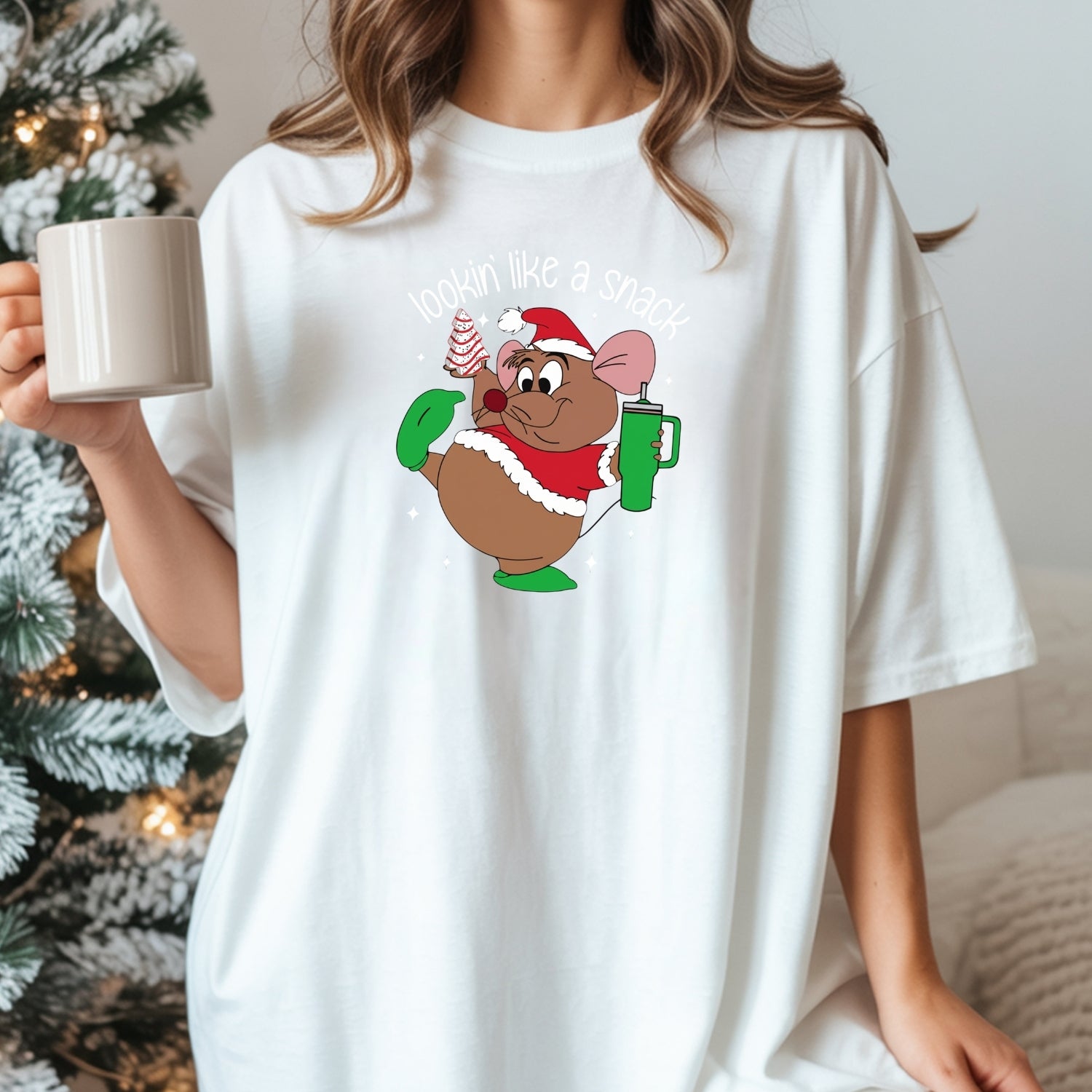 Chubby Holiday Mouse Christmas T-Shirt – Looking Like a Snack Funny Xmas Tee