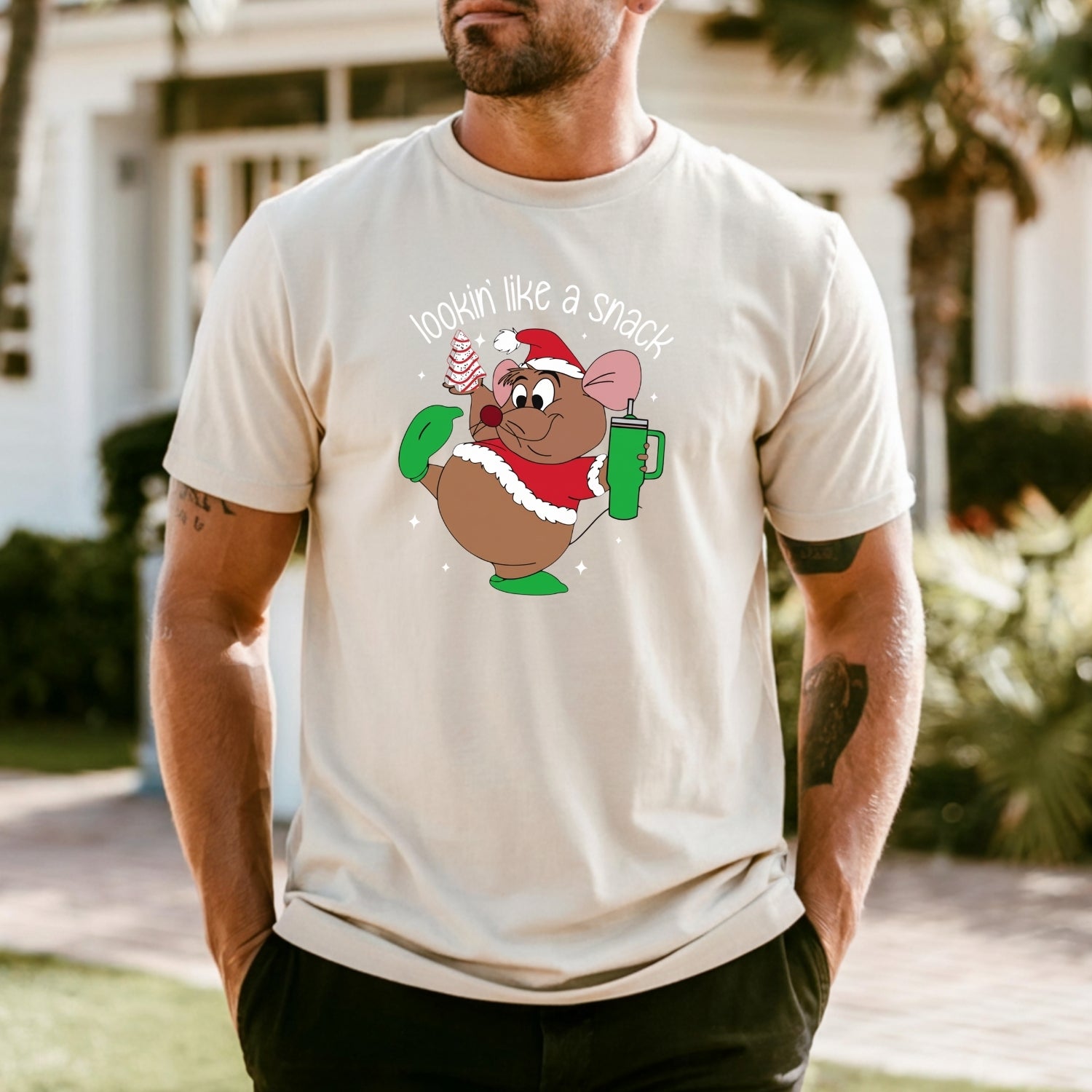 Chubby Holiday Mouse Christmas T-Shirt – Looking Like a Snack Funny Xmas Tee