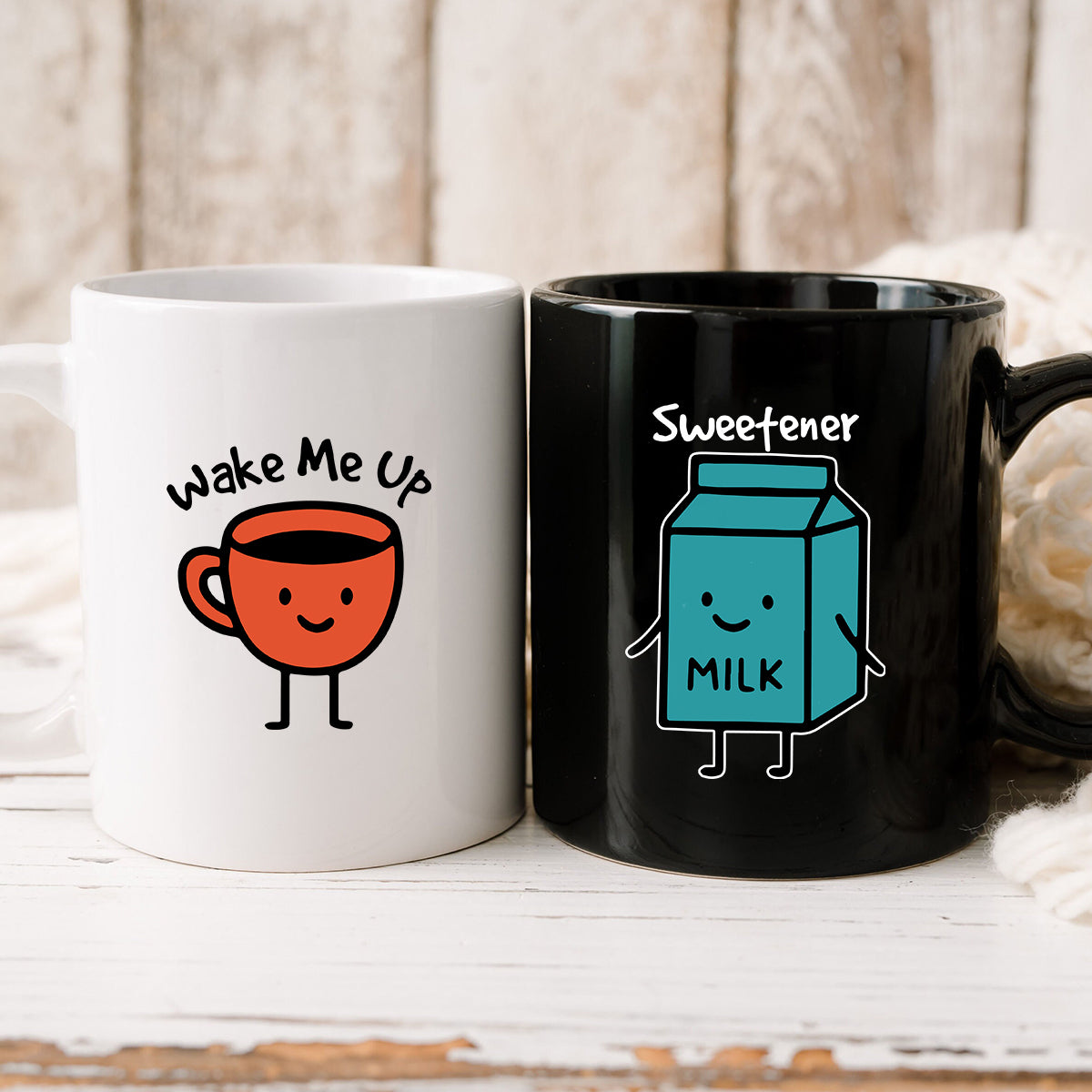 Coffee & Milk Matching Mugs For Couples