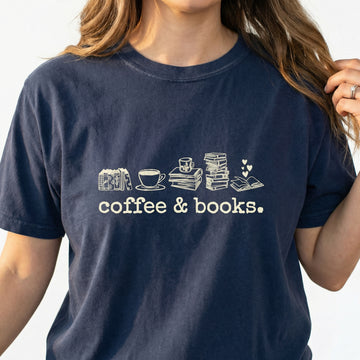 Coffee and Books Graphic T-Shirt – Book Lover Reading Tee