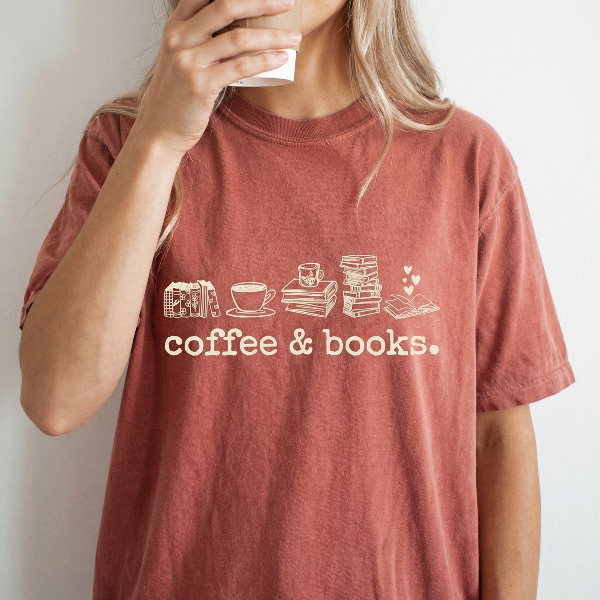 Coffee and Books Graphic T-Shirt – Book Lover Reading Tee