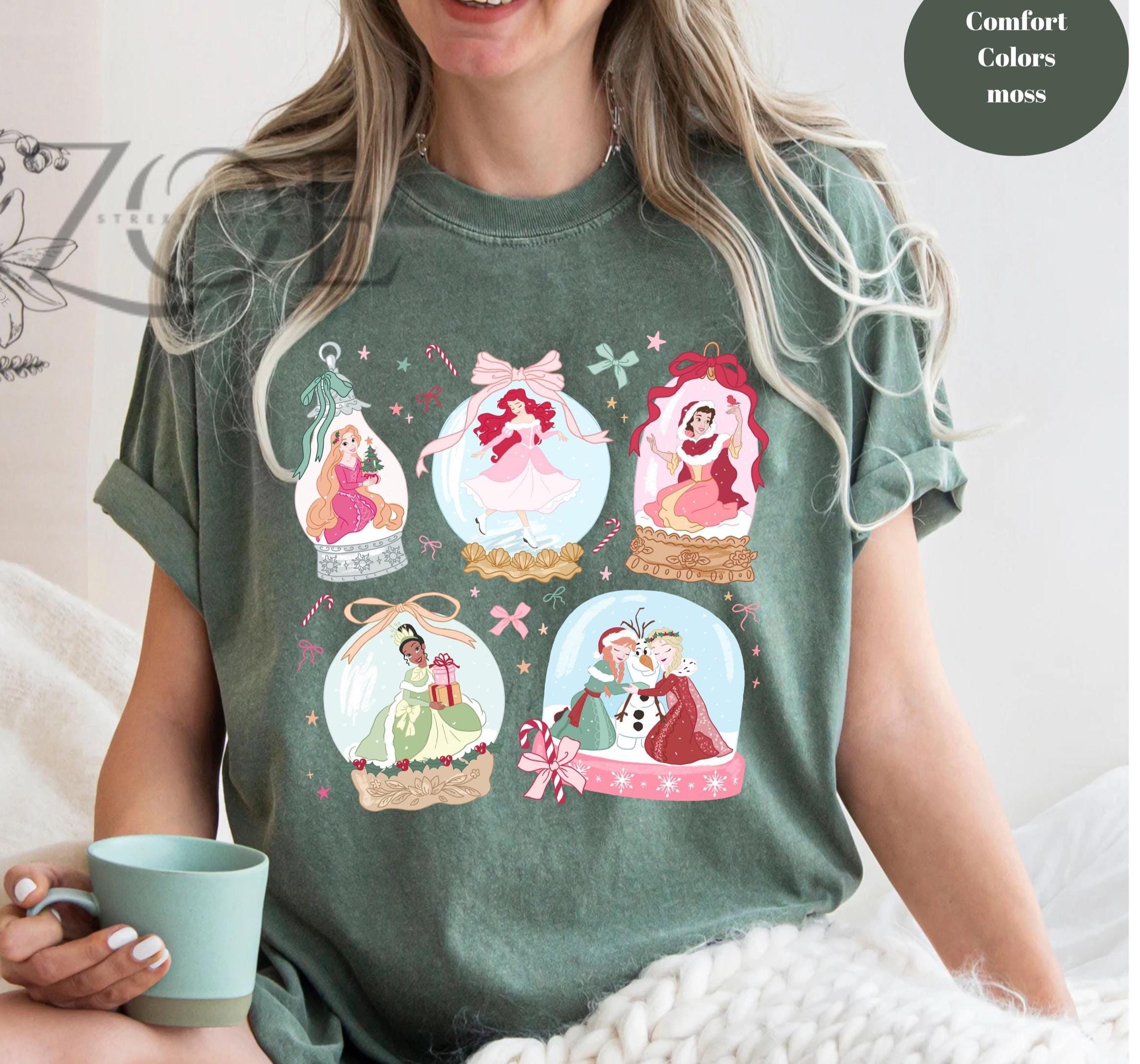 Christmas Princess Coquette Tee – Snow Globe Rapunzel Tiana Ariel Snow White Anna Elsa – Cute Holiday Trip Shirt