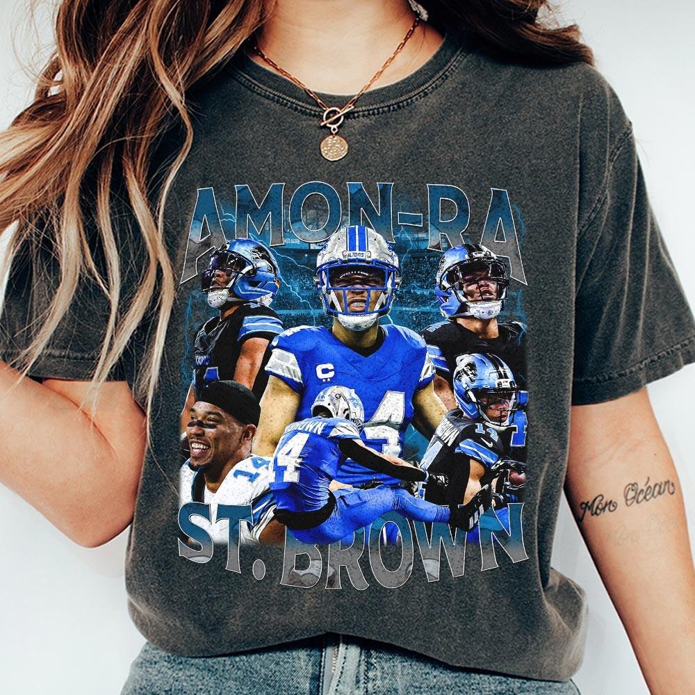 Amon-Ra St. Brown Vintage Bootleg T-Shirt – Detroit Football Retro Gameday Tee