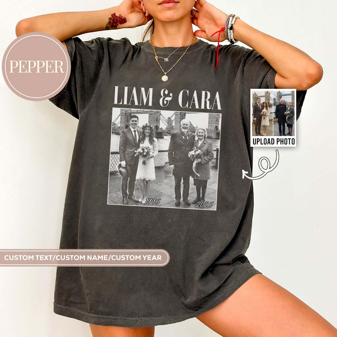 Custom Anniversary Shirt With Then & Now Photos, Personalized Couple Gift, Wedding & Family Keepsake