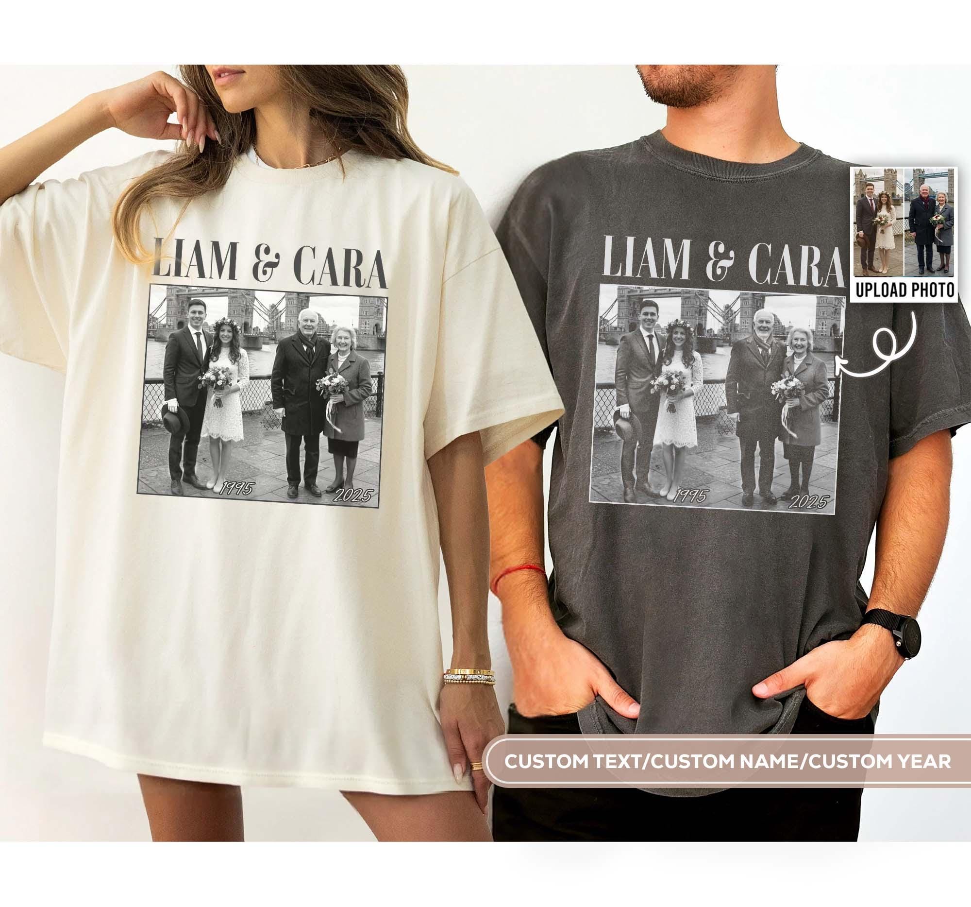 Custom Anniversary Shirt With Then & Now Photos, Personalized Couple Gift, Wedding & Family Keepsake