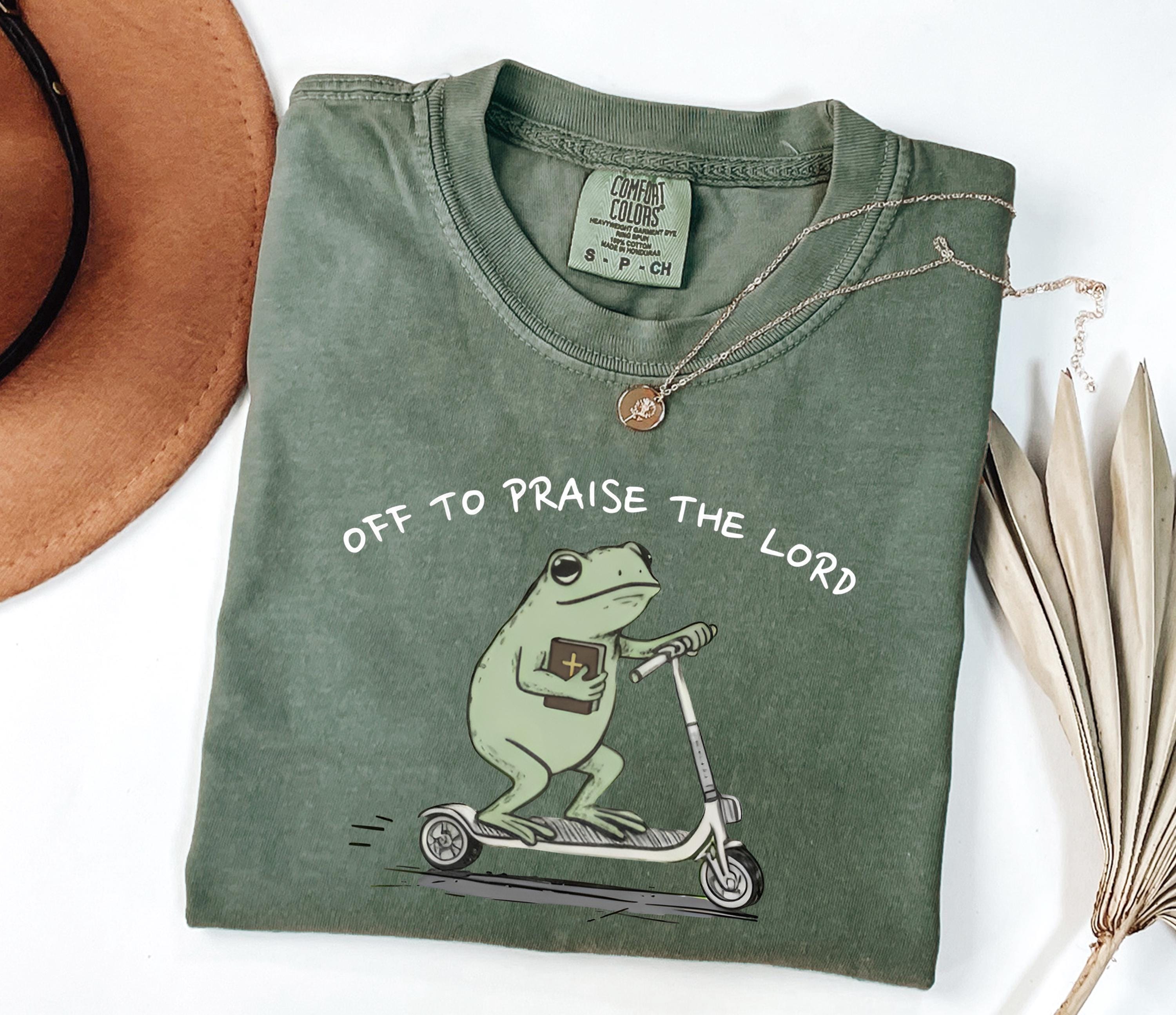 Funny Christian Frog Graphic T-Shirt - Faith Humor Bible Study Tee