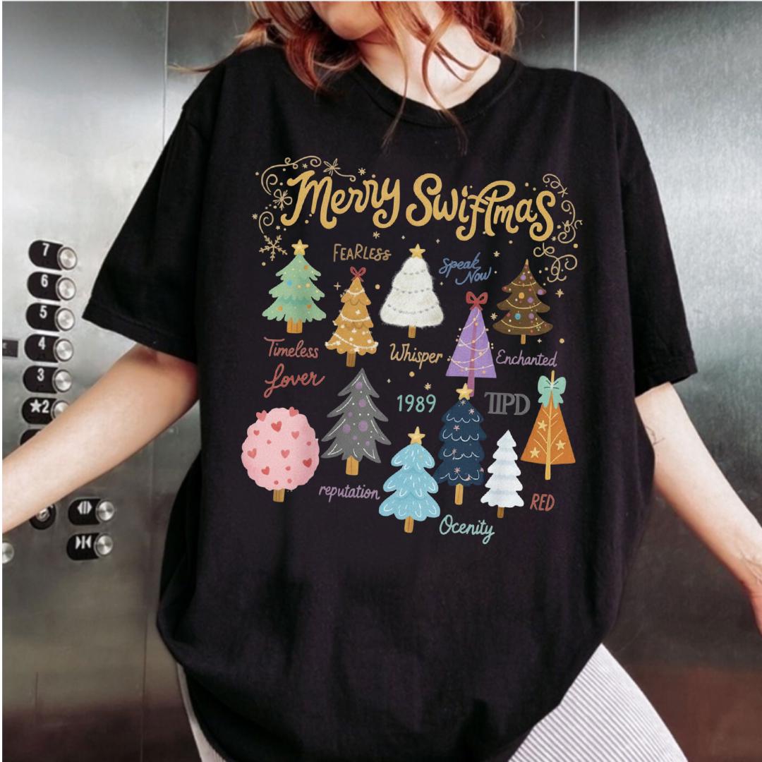 Merry Swiftmas Christmas T-Shirt – Cute Holiday Tree Graphic Tee
