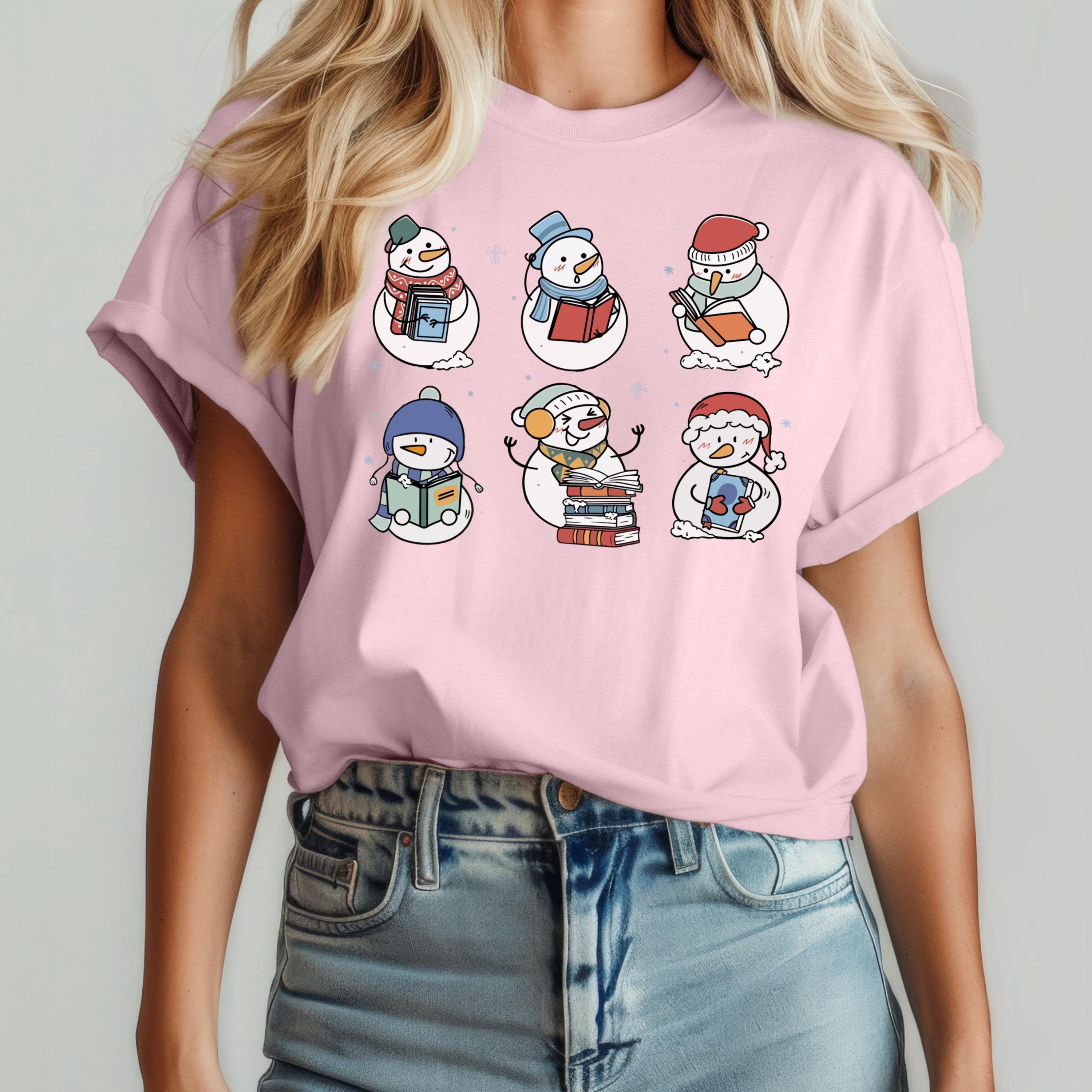 Book Lover Snowman T-Shirt – Snowman Reading Book Shirt – Teacher Gift – Winter Holiday Book Lover Shirt