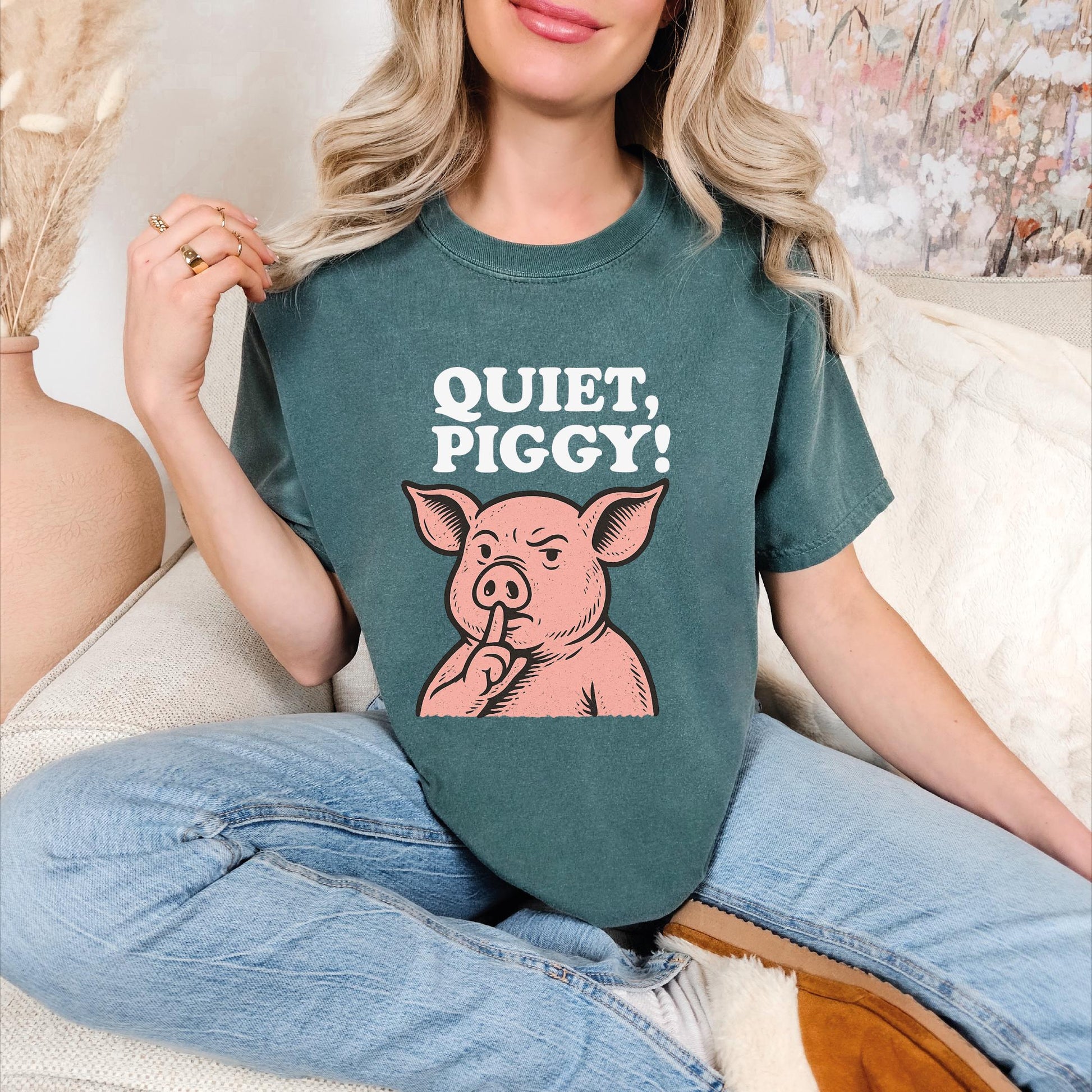 Quiet Piggy Satirical Trump T-Shirt – Funny Political Quote Tee