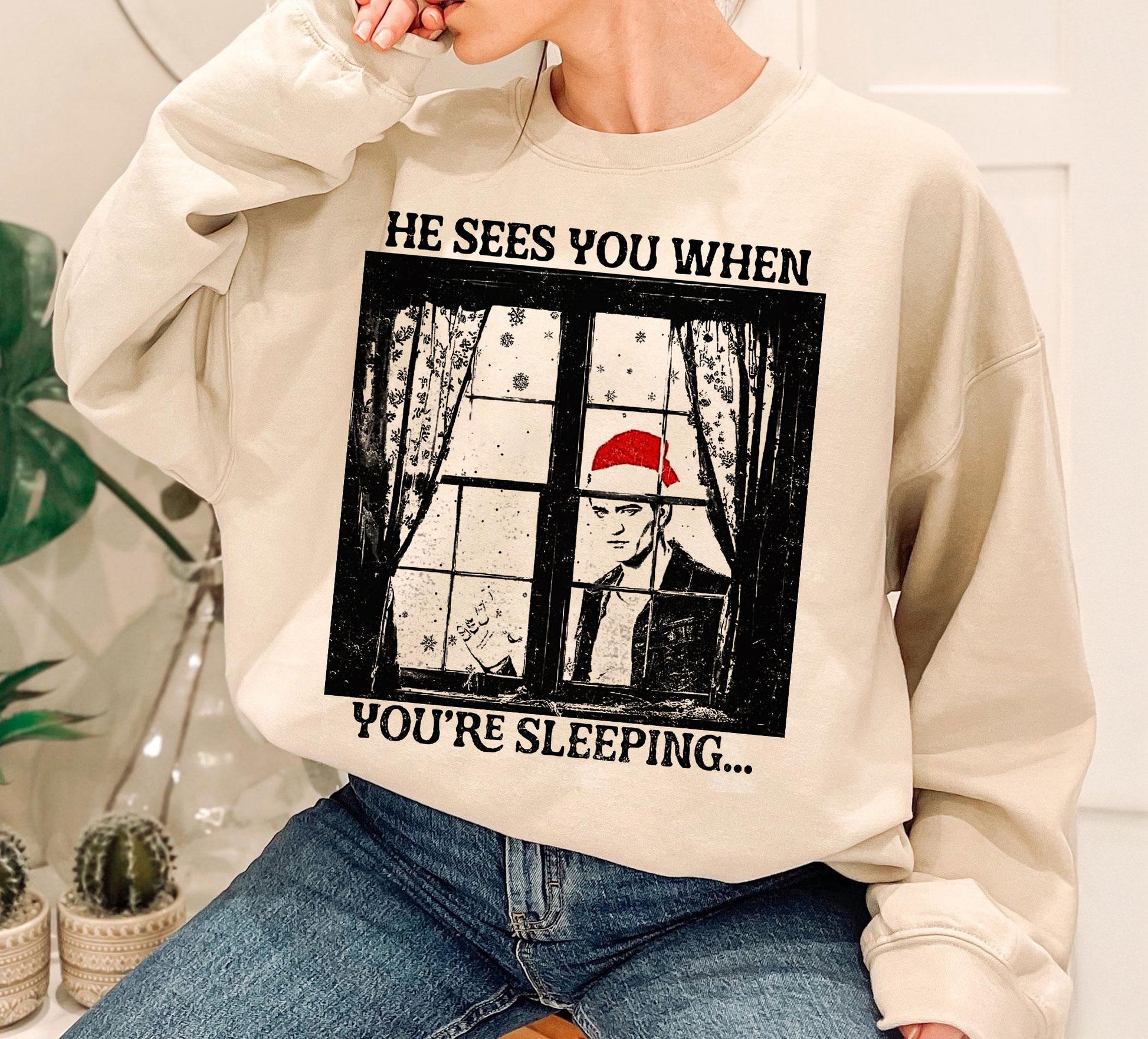 He Sees You When You’re Sleeping Christmas Shirt – Vampire-Inspired Holiday Tee for Fans