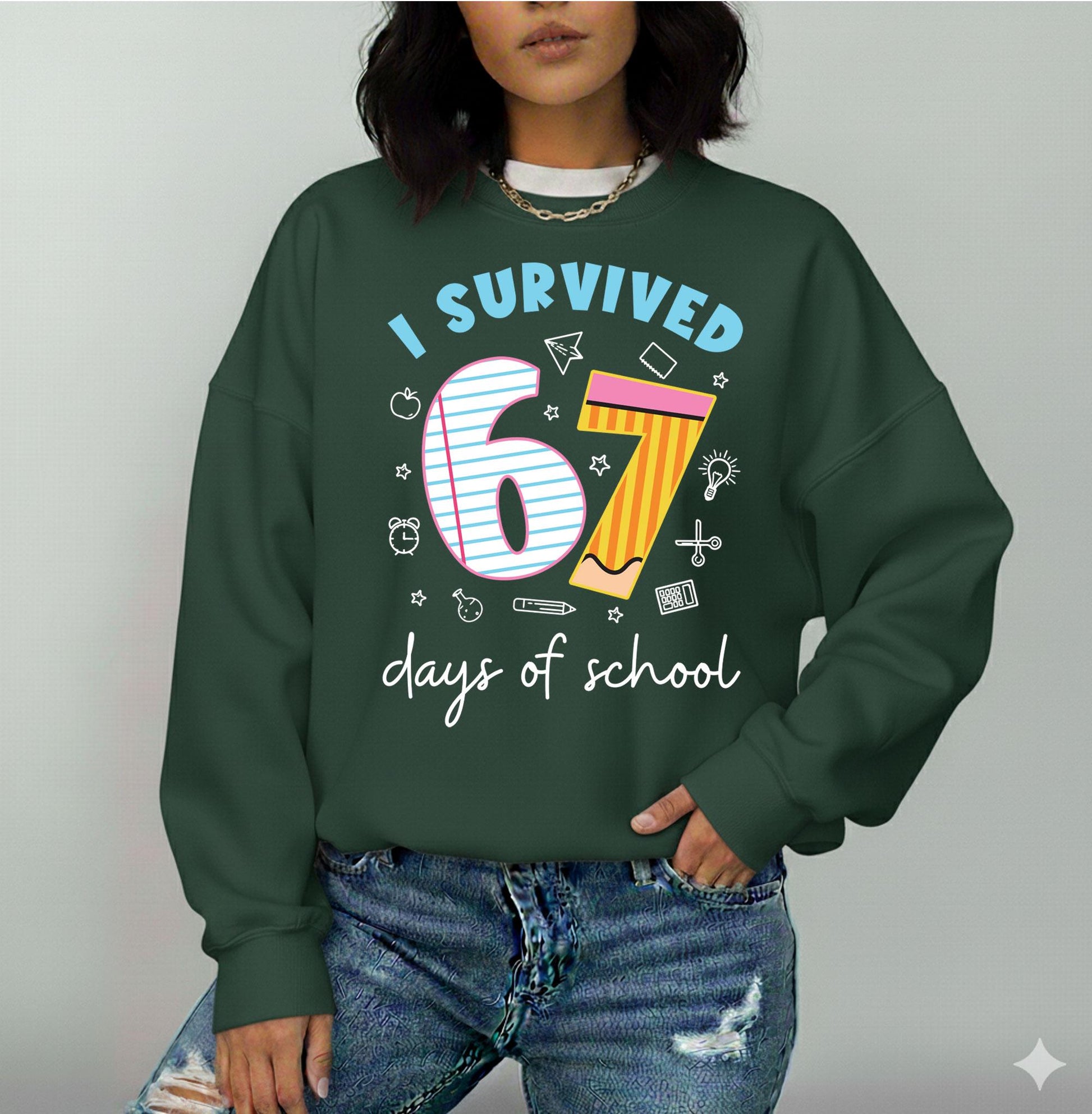 I Survived 67 Days of School Shirt – Funny Teacher Graphic Tee