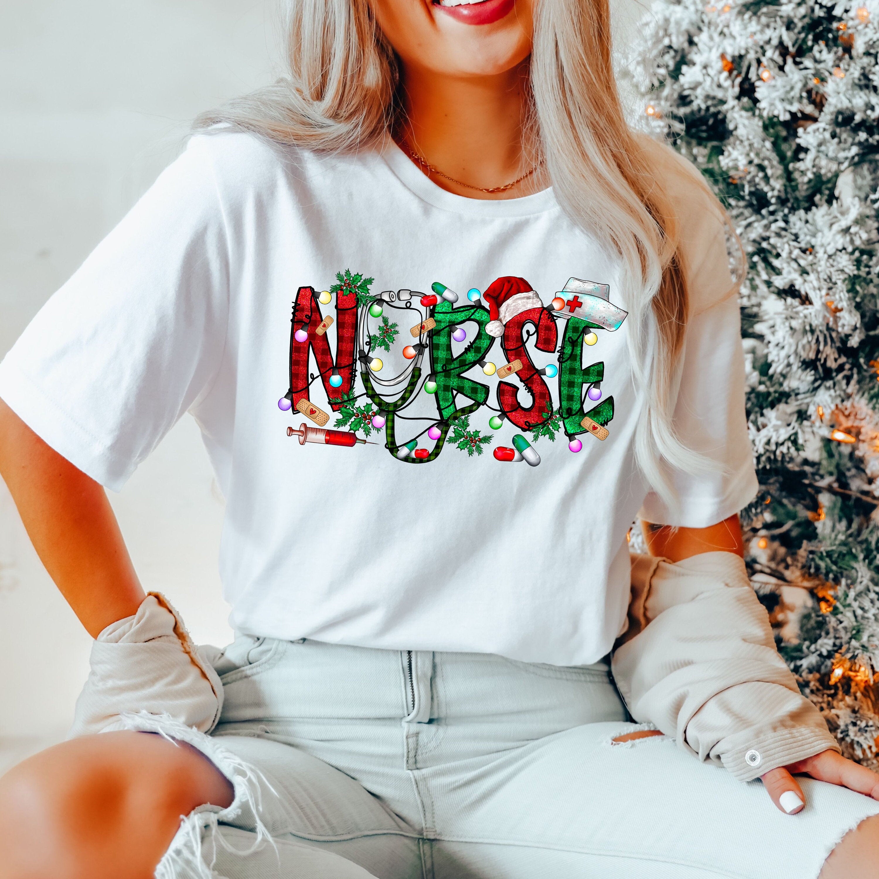 Nurse Christmas Shirt – Christmas Nurse Shift Tee – Nurse Gift for Women – Funny Christmas Shirt