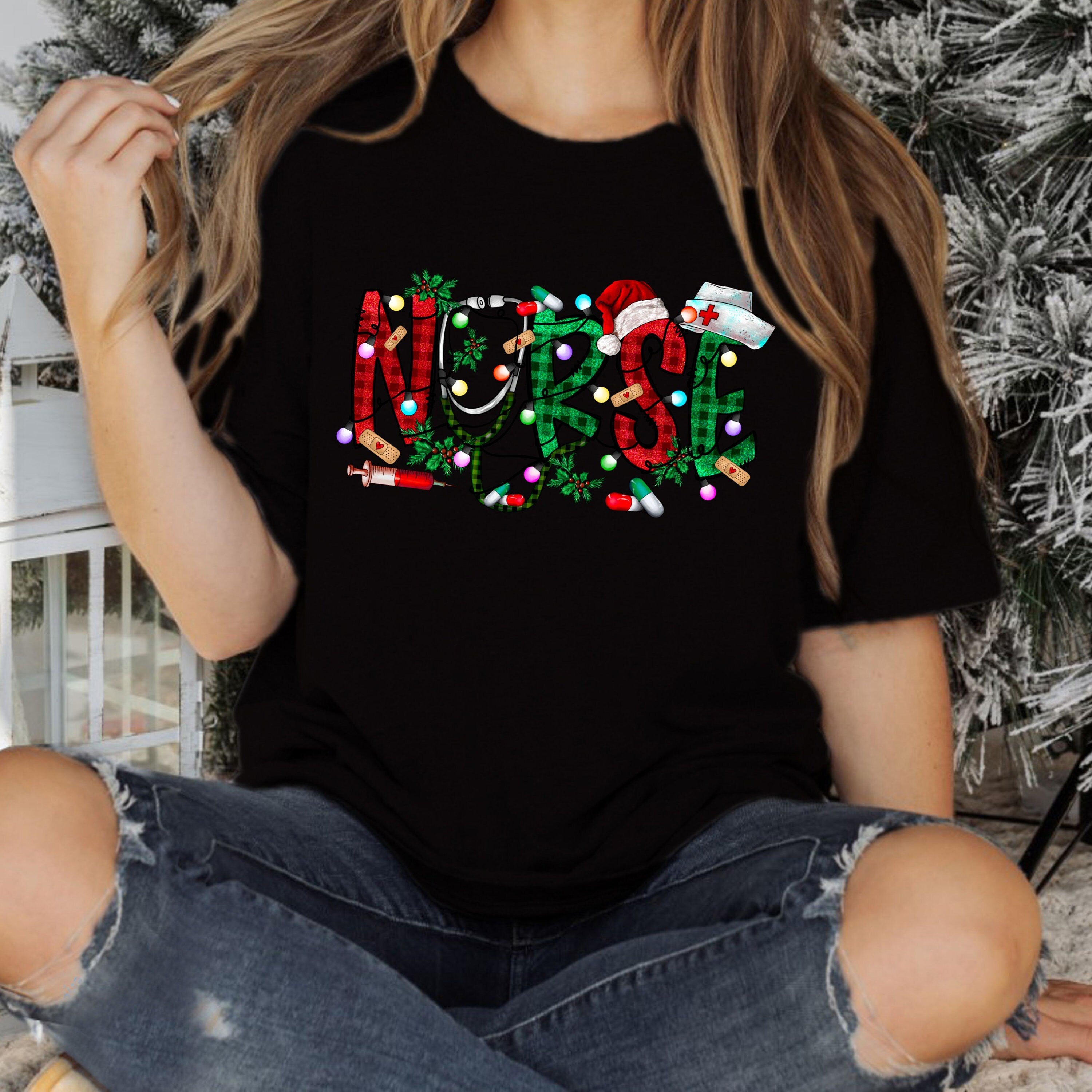 Nurse Christmas Shirt – Christmas Nurse Shift Tee – Nurse Gift for Women – Funny Christmas Shirt