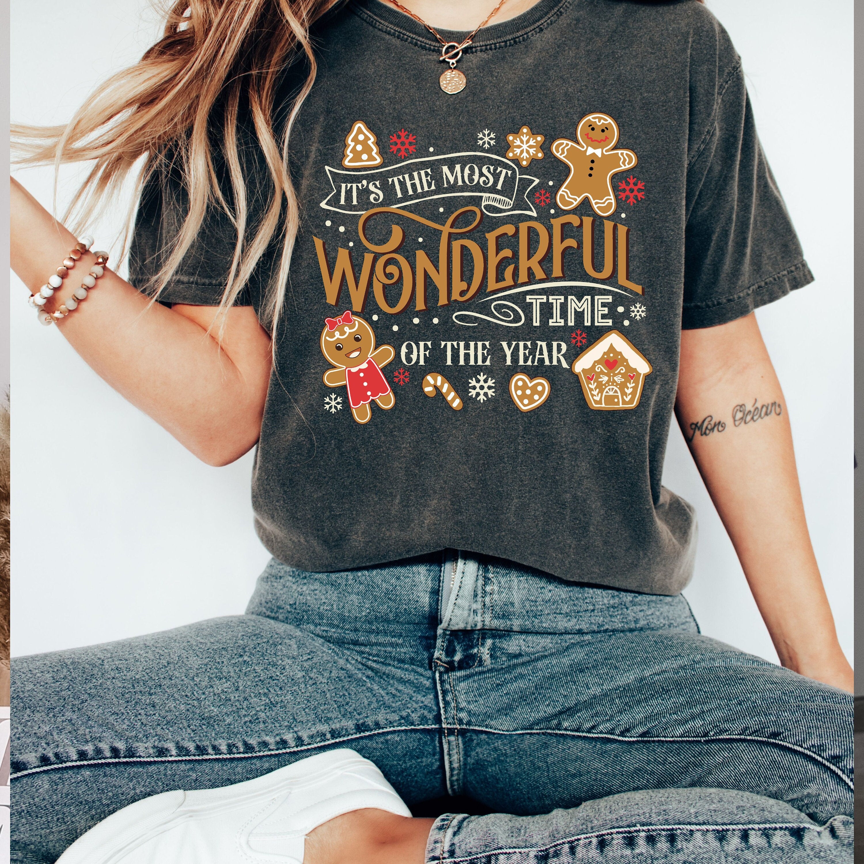 Retro Christmas Shirt – Cute Gingerbread Shirt – Most Wonderful Time Tee – Gingerbread Christmas Shirt