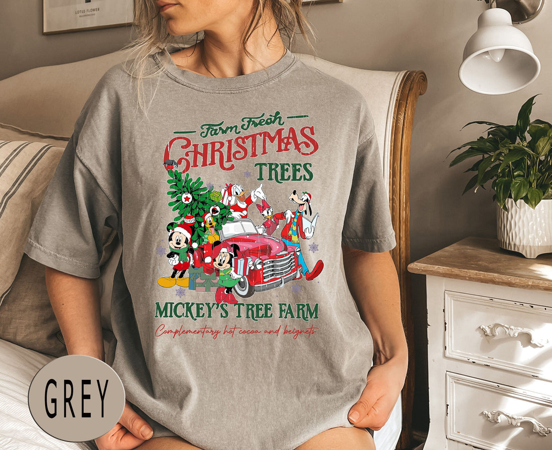 Retro Disney Farm Fresh Shirt – Mickey’s Tree Farm Christmas Shirt – Mickey and Friends Holiday Tee – Christmas Disney Family Shirt