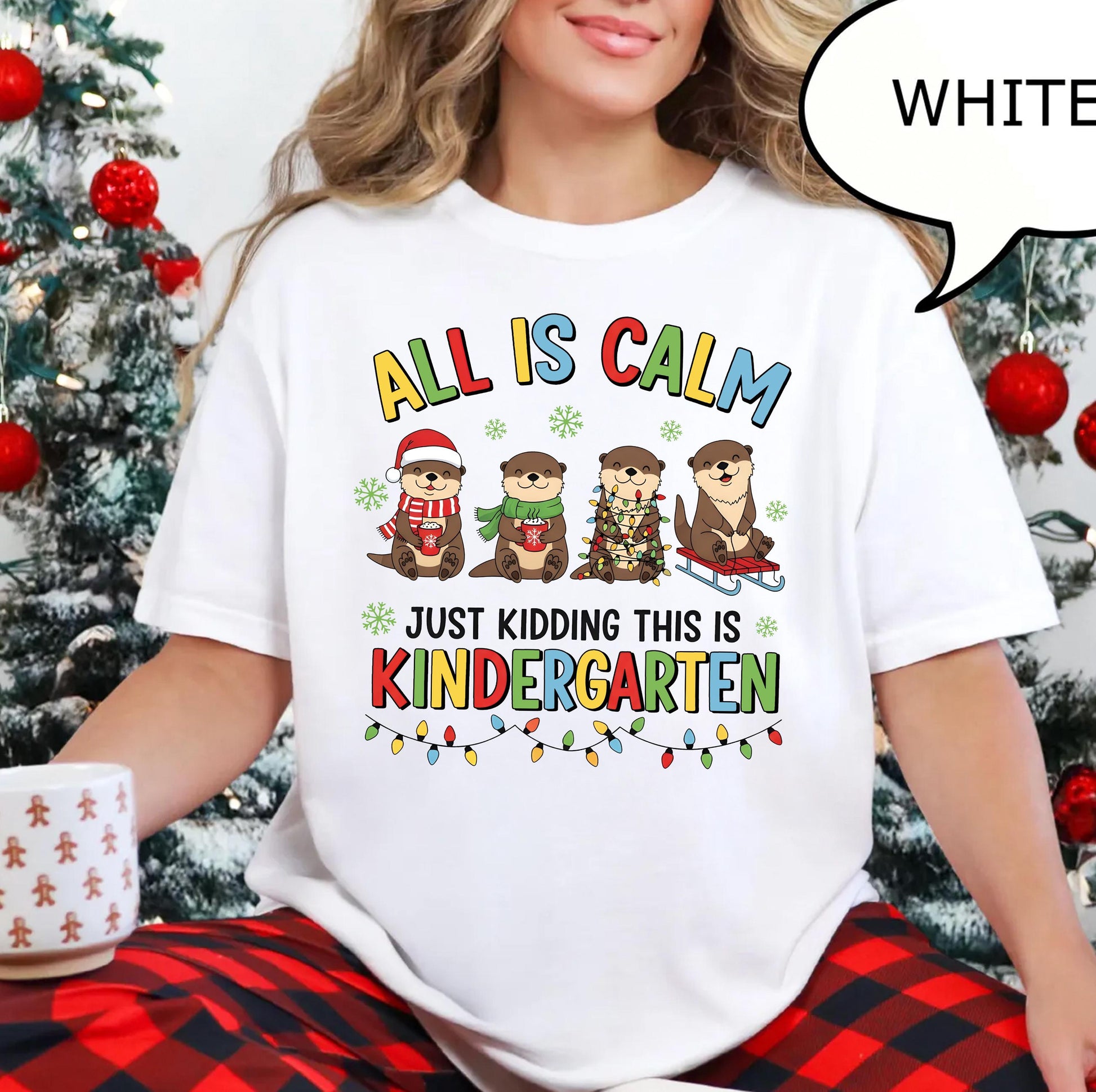 Teacher Christmas Shirt – Funny Otter Teacher T-Shirt, Kindergarten Holiday Festive School Tee