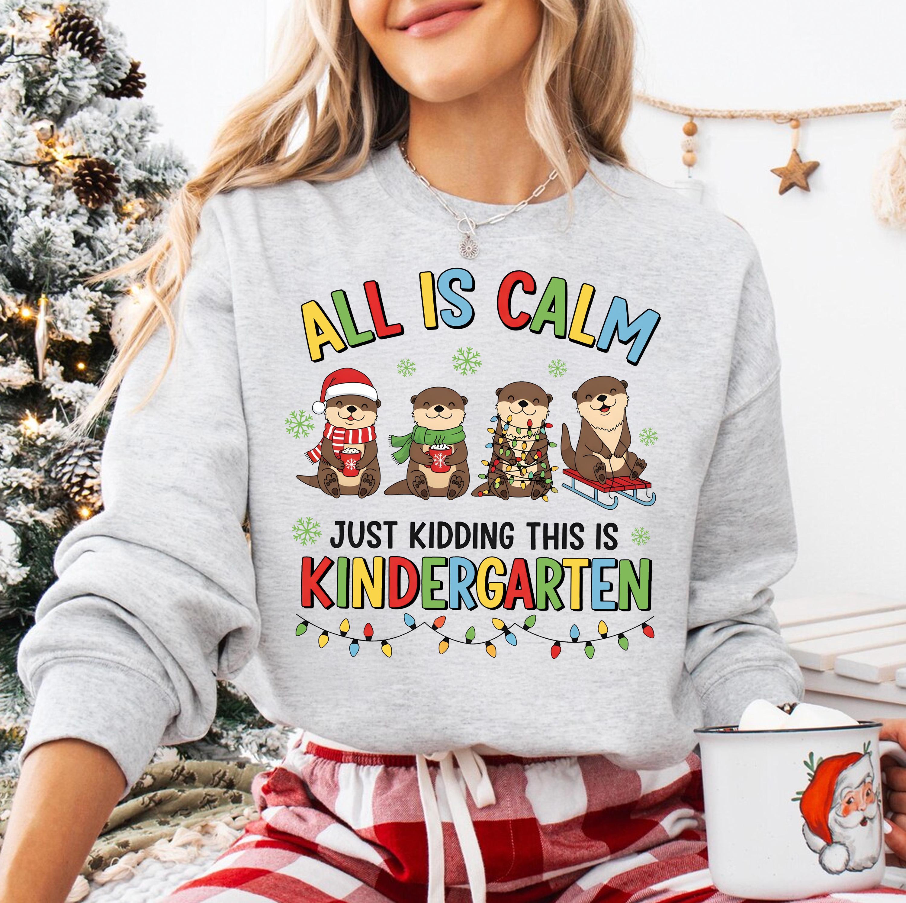 Teacher Christmas Shirt – Funny Otter Teacher T-Shirt, Kindergarten Holiday Festive School Tee