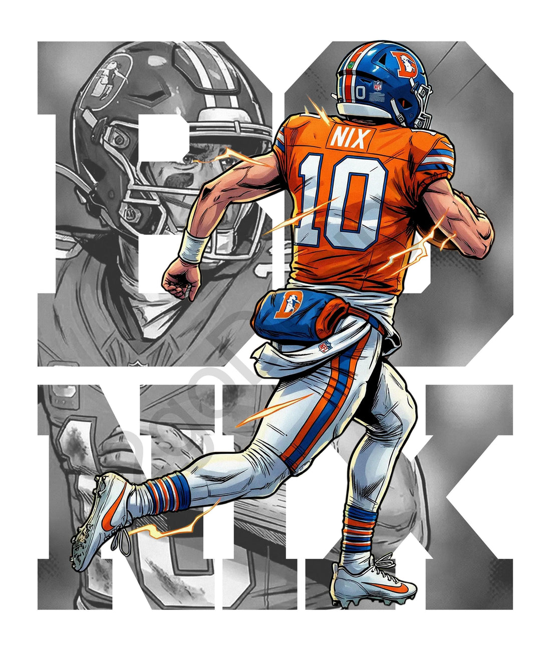Comic Style Bo Nix Football Graphic T-Shirt – Retro Sports Fan Unisex Tee