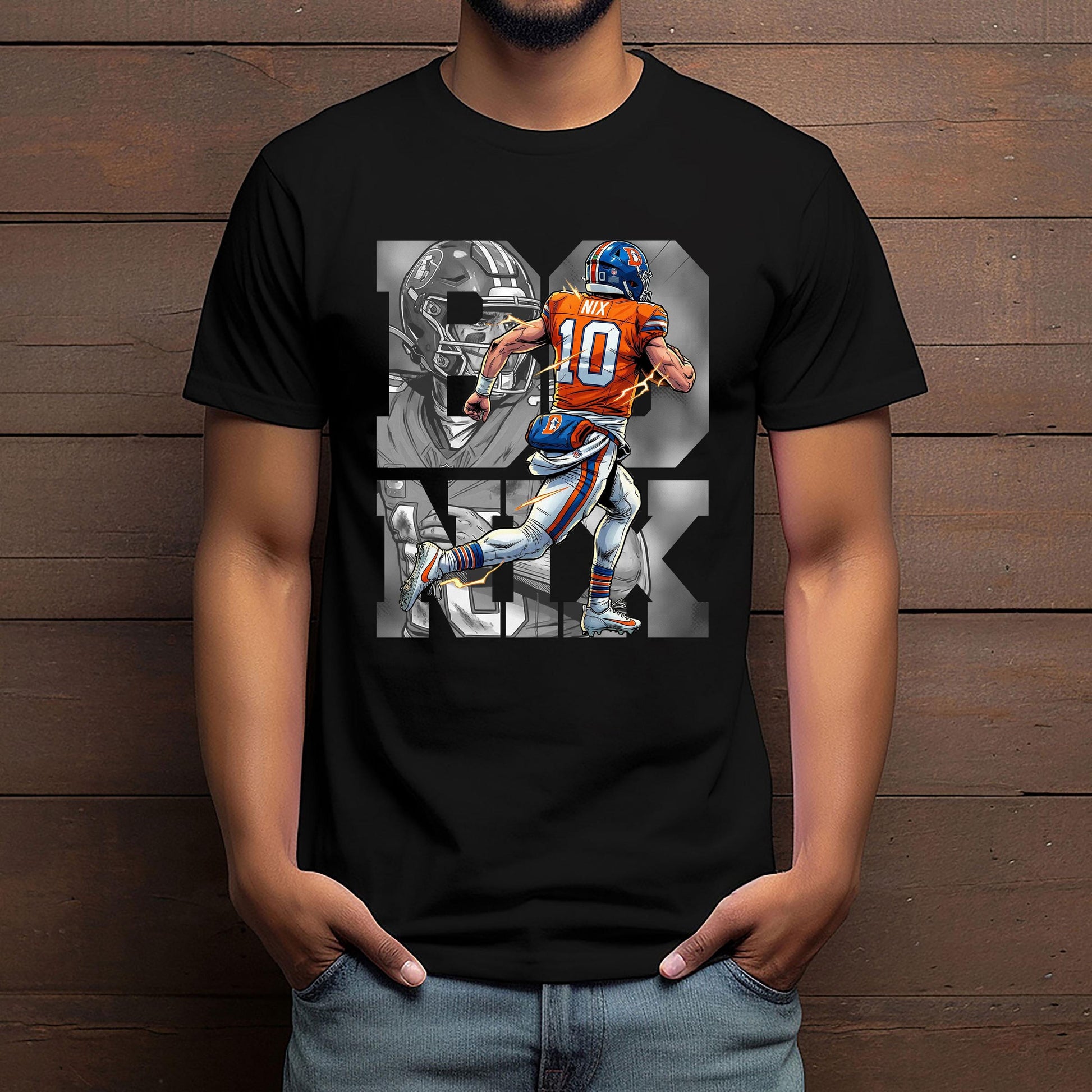 Comic Style Bo Nix Football Graphic T-Shirt – Retro Sports Fan Unisex Tee