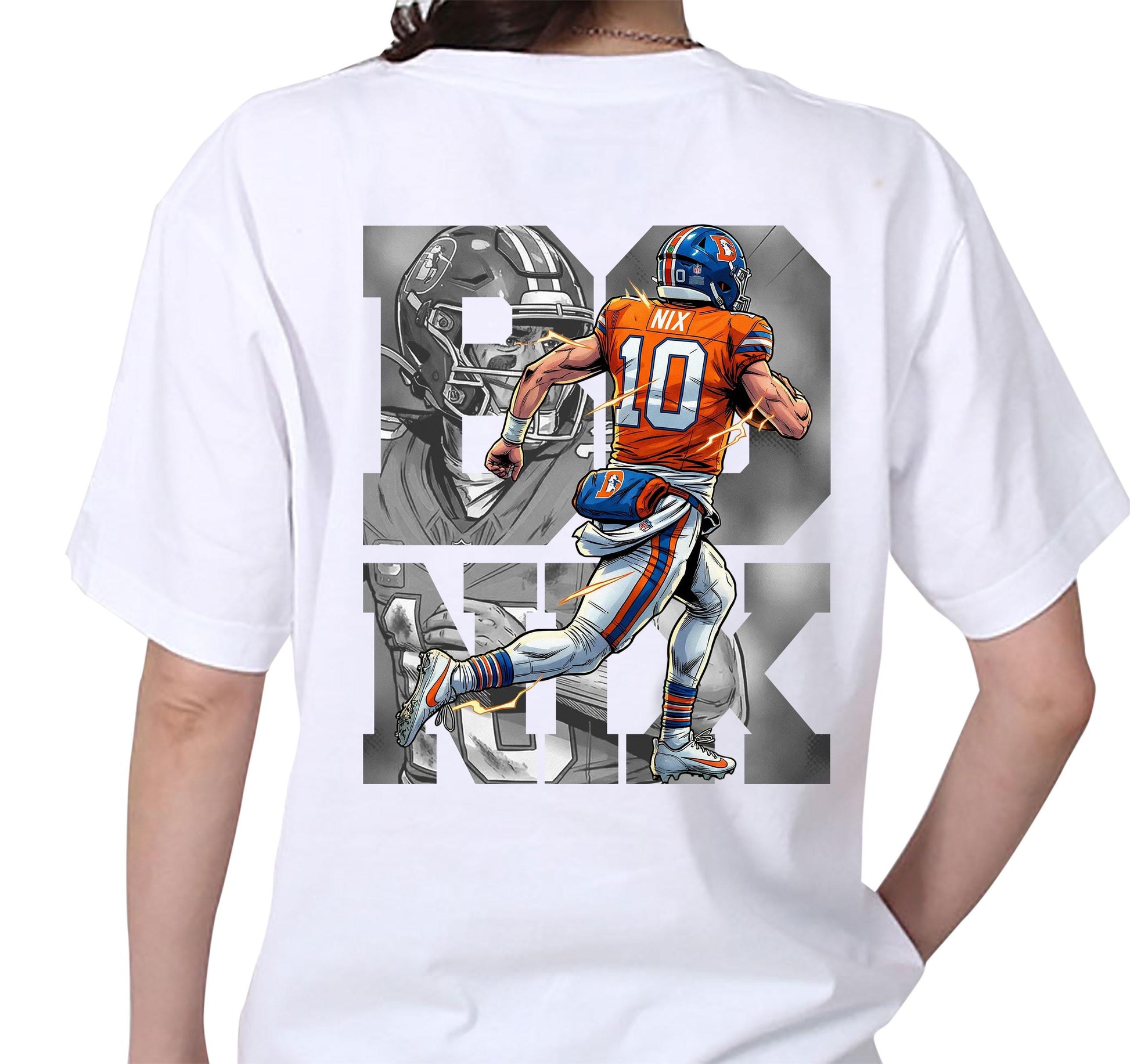 Comic Style Bo Nix Football Graphic T-Shirt – Retro Sports Fan Unisex Tee