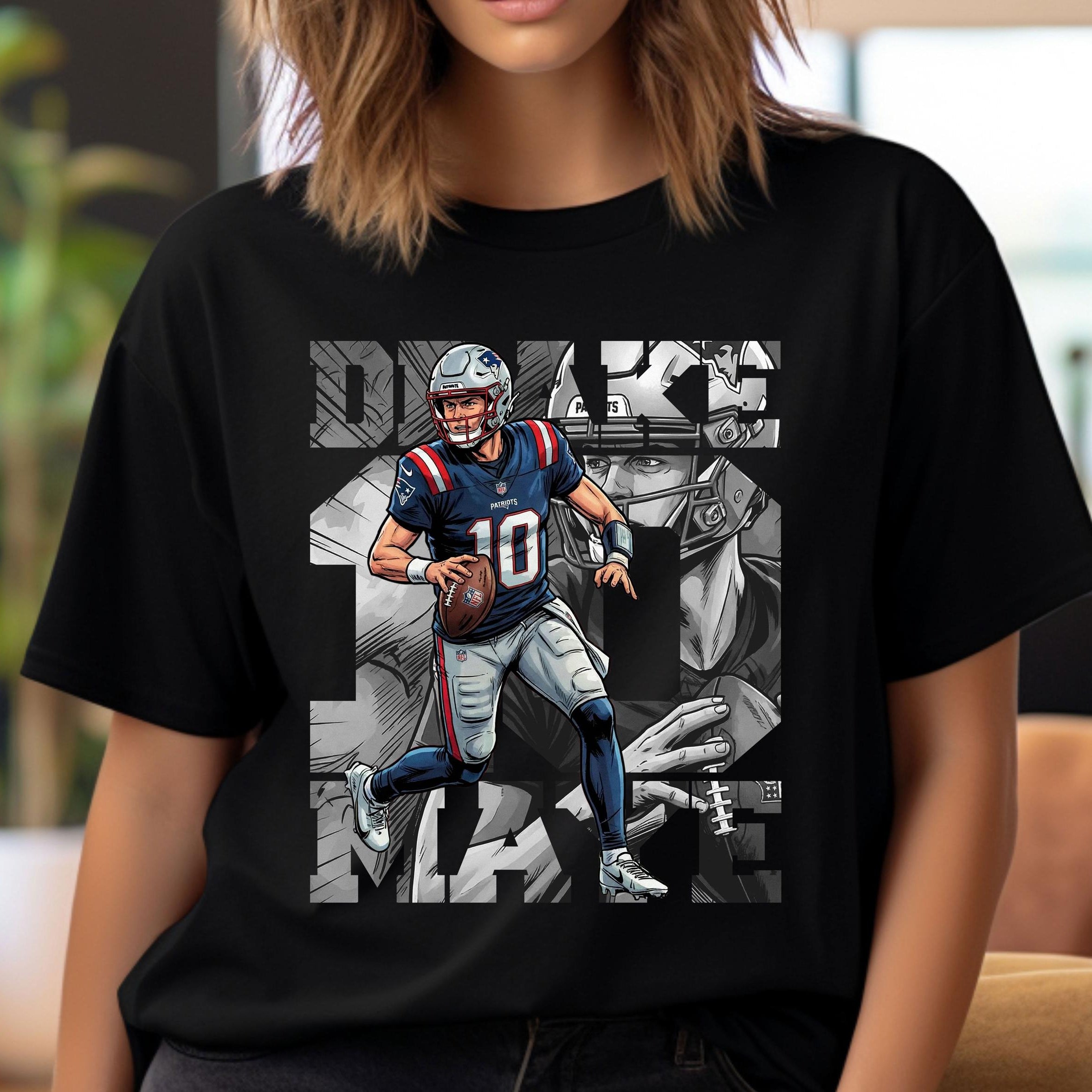 Comic Style Drake Football Graphic T-Shirt – Retro Sports Fan Unisex Tee