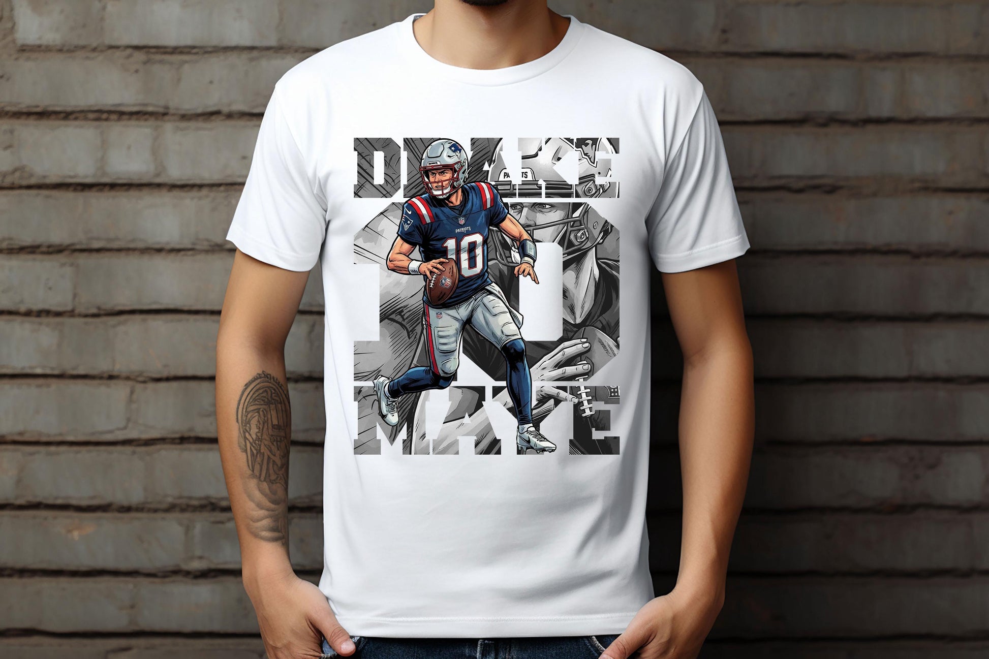 Comic Style Drake Football Graphic T-Shirt – Retro Sports Fan Unisex Tee