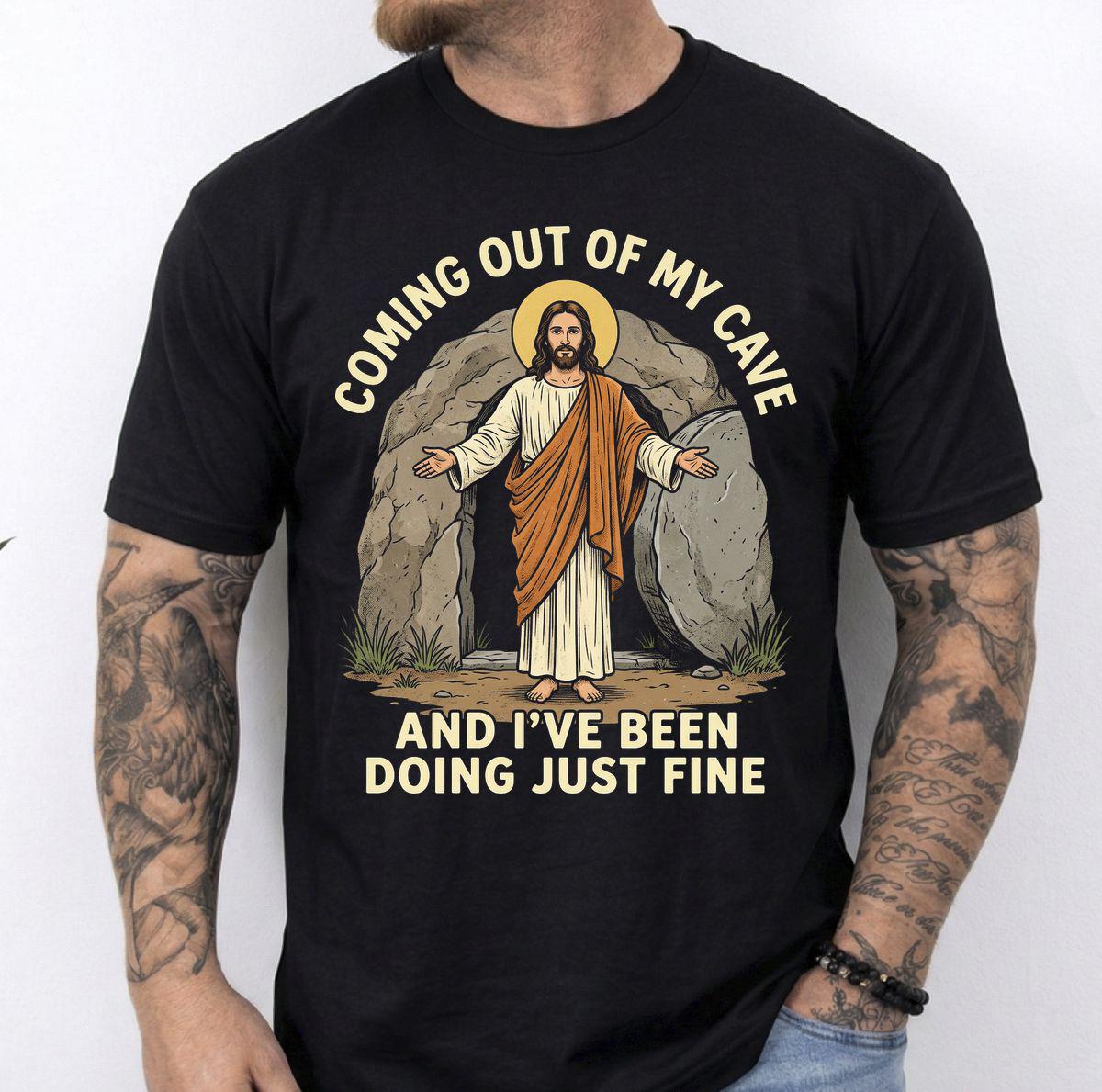 Coming Out of My Cave Christian Easter T-Shirt – Funny Faith Graphic Tee