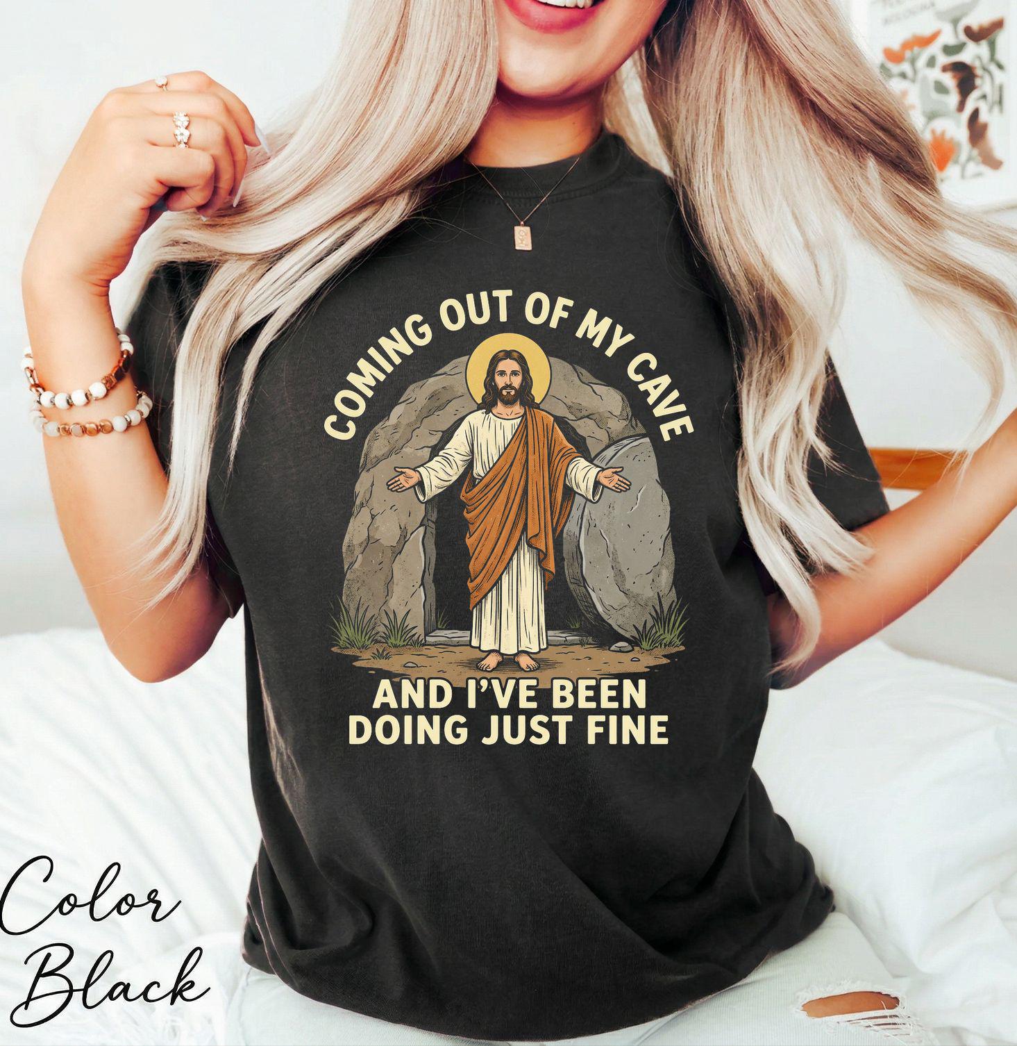 Coming Out of My Cave Christian Easter T-Shirt – Funny Faith Graphic Tee
